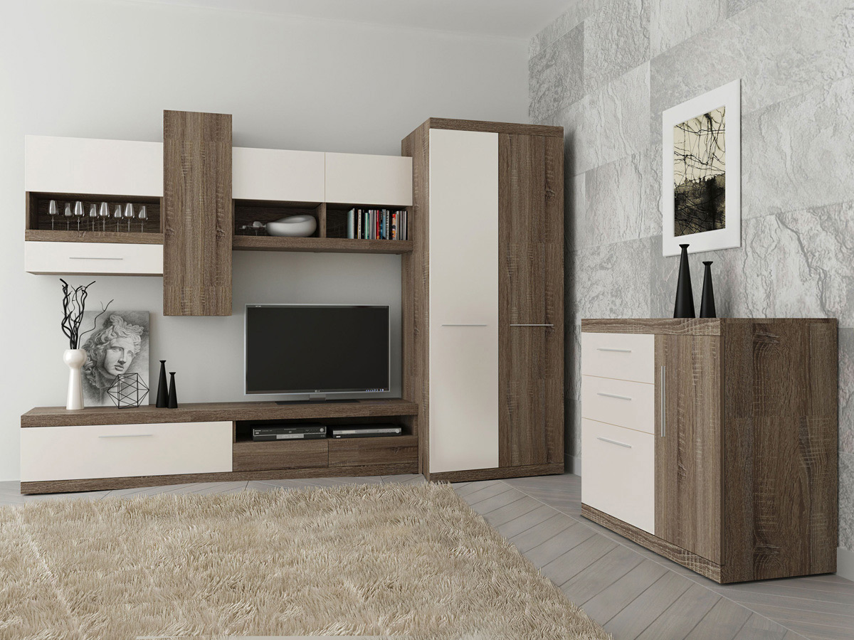 Meblościanka Tokio z szafą i komodą