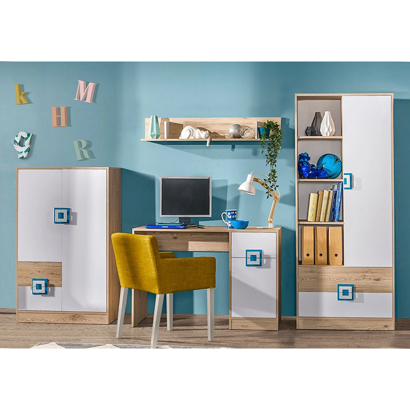 zestaw mebli Nico 5 biurko komoda regał komplet do pokoju ucznia