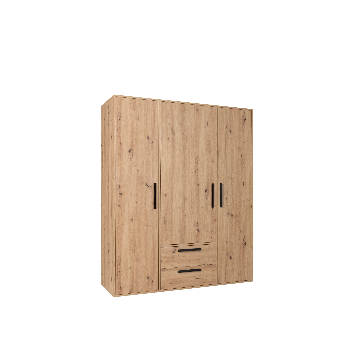 szafa 150 trzydrzwiowa niska ARTI 01B z szufladami półkami drążkami