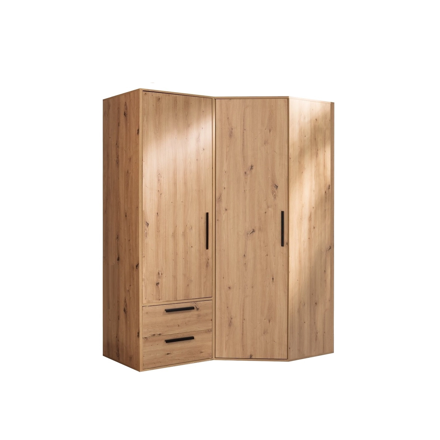 zestaw narożna garderoba ARTI G szafa rogowa półki drążki szuflady