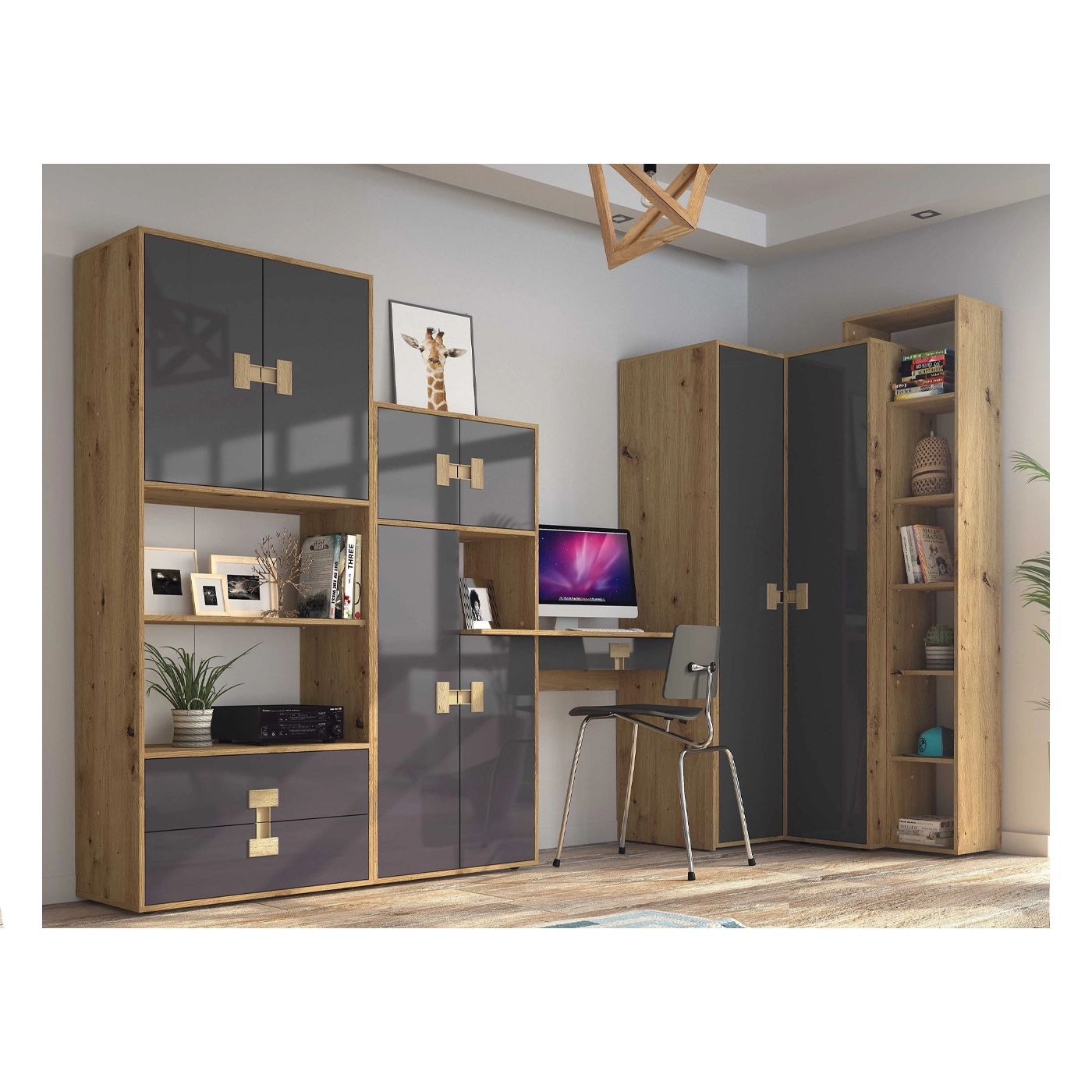 zestaw mebli młodzieżowych Index 1 biurko narożna szafa meblościanka