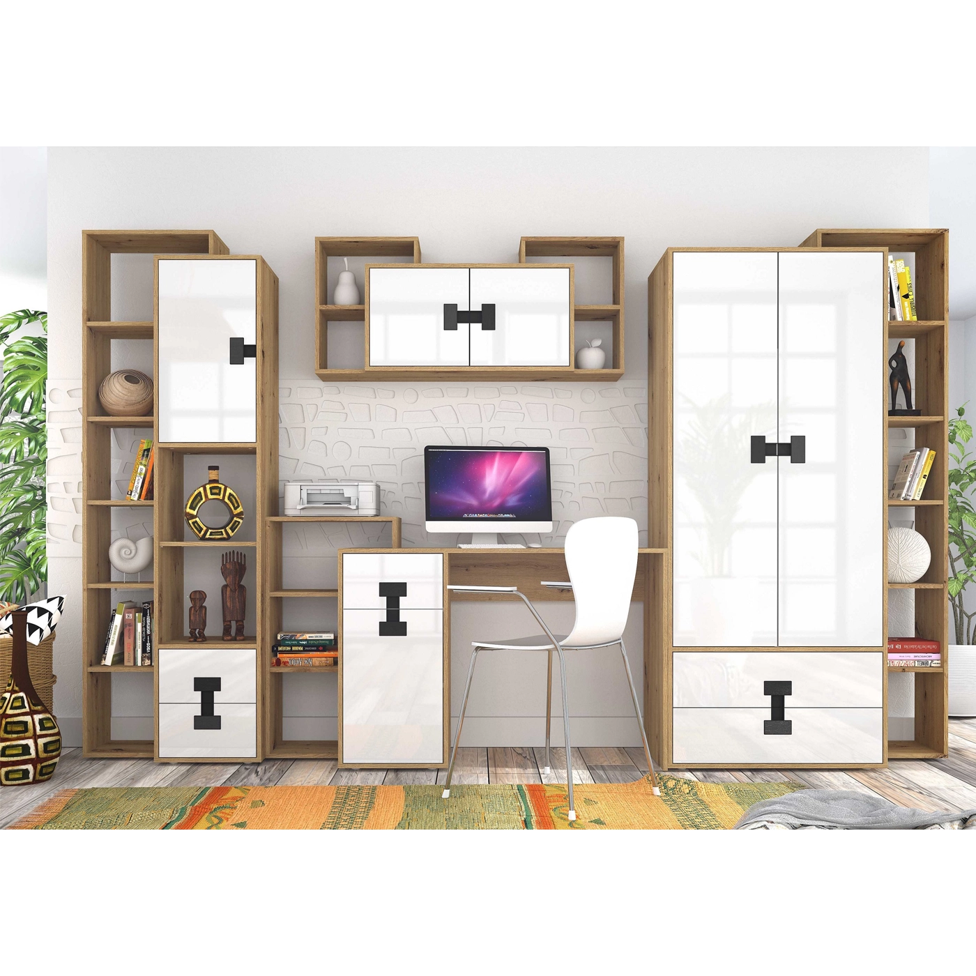 zestaw meblościanka Index 2 z biurkiem dla ucznia dzieci młodzieży