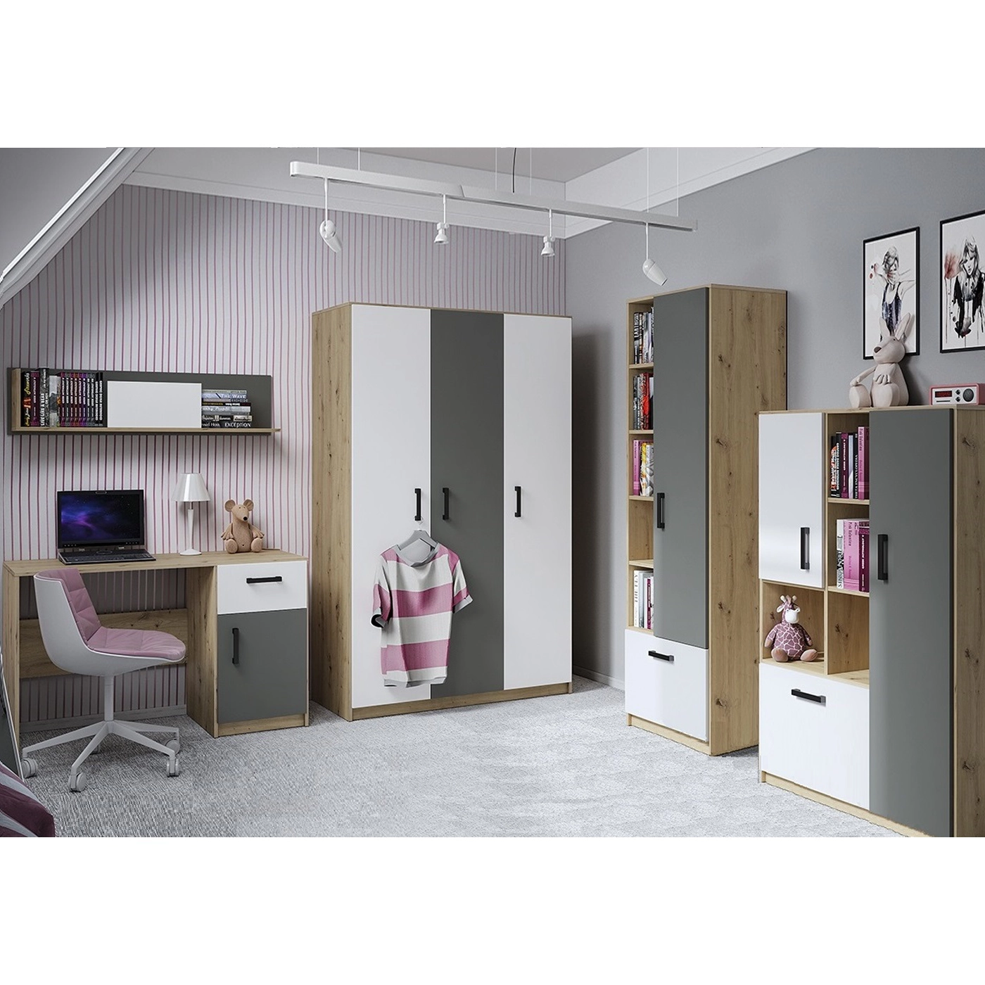 zestaw komplet Fini 05 regał szafa biurko do pokoju młodzieżowego