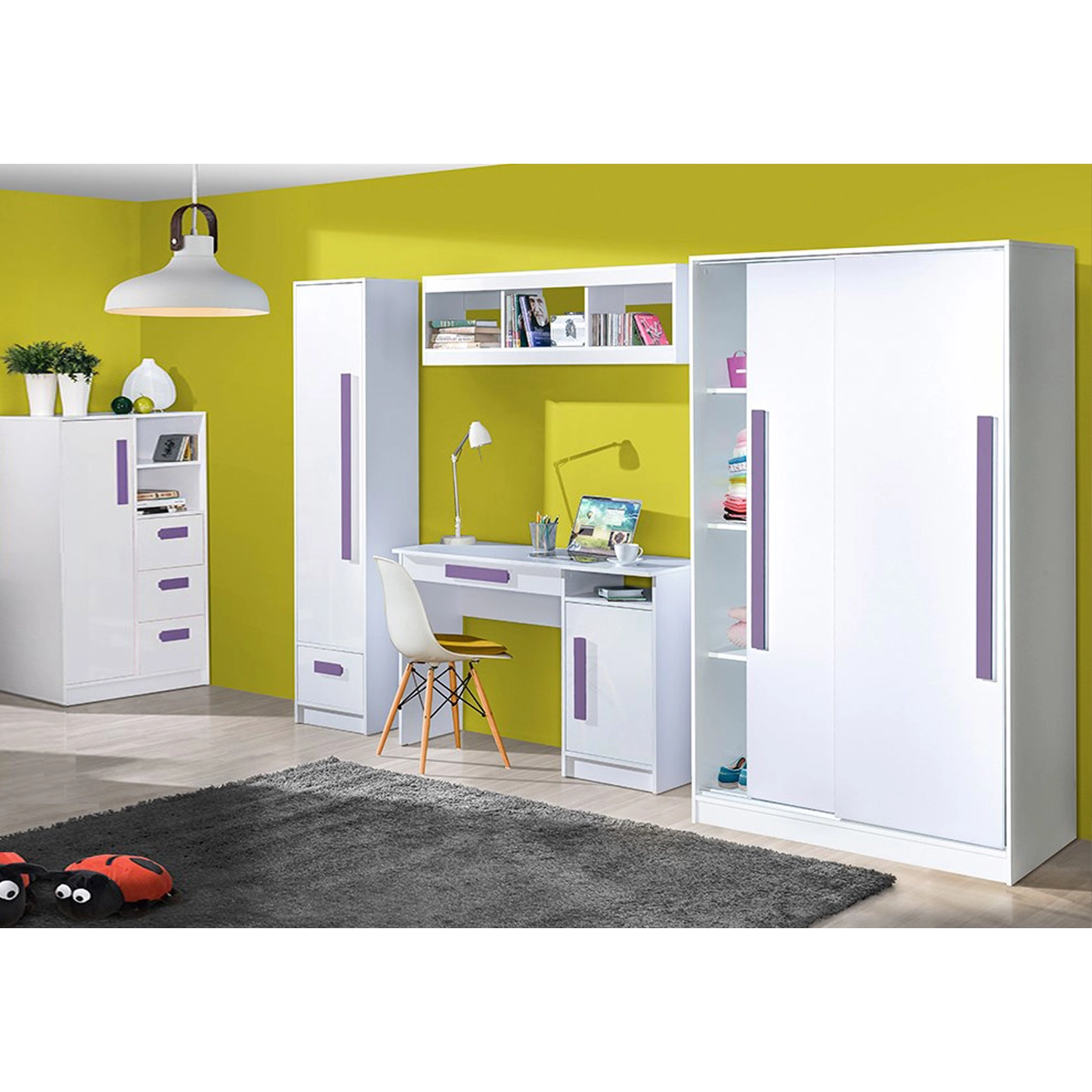 zestaw młodzieżowy dzieci Guliver 8 biurko szafa przesuwna komoda