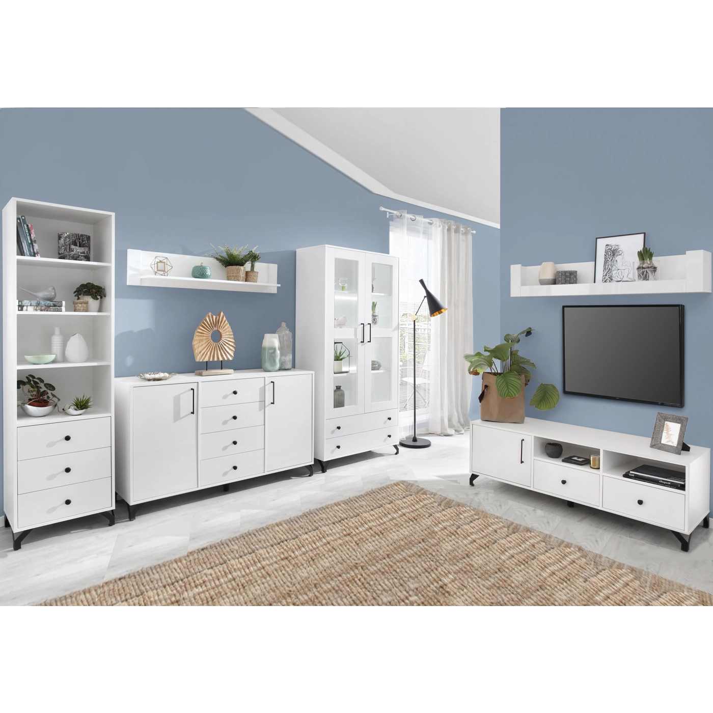 zestaw meblościanka nowoczesna Bergen B witryna komoda rtv regał