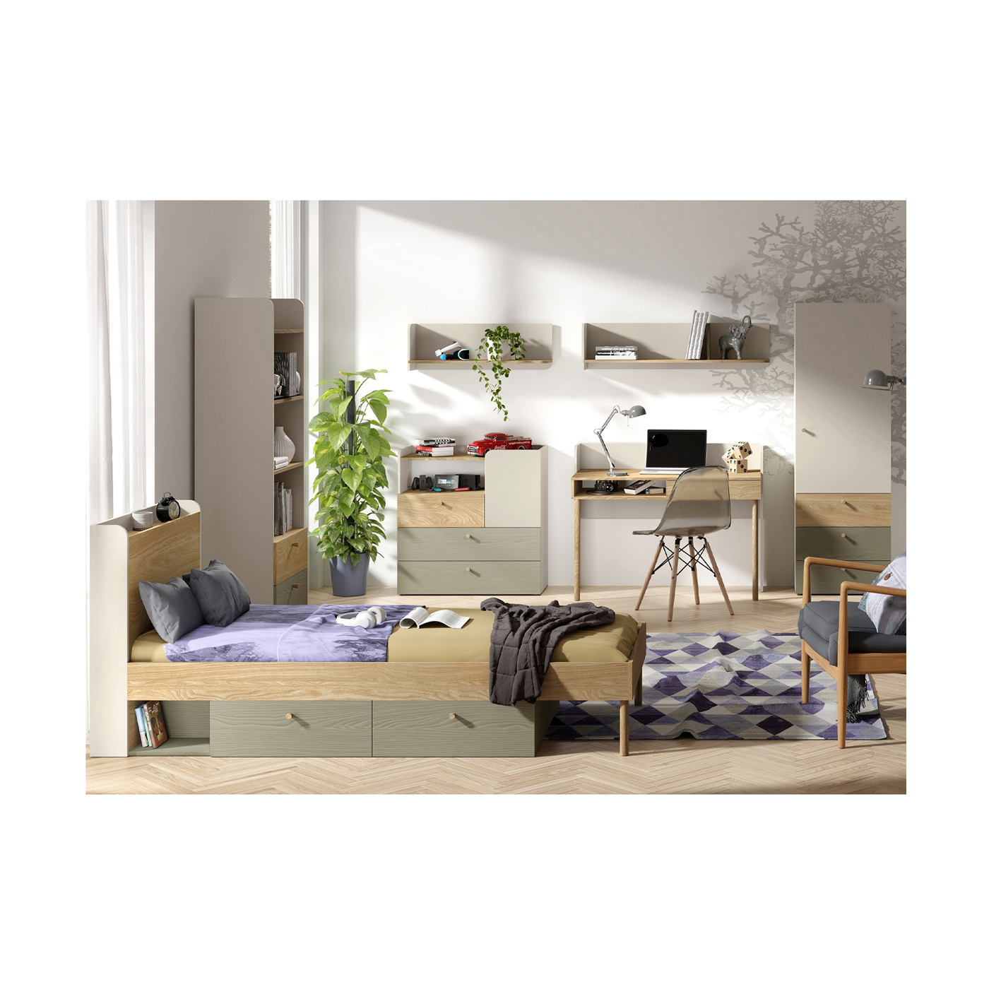 zestaw mebli Yuki 1 nowoczesne z biurkiem do pokoju młodzieżowego