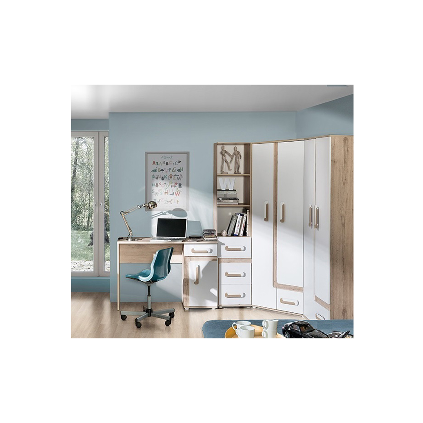zestaw narożna meblościanka Apetito W1 młodzieżowa z biurkiem