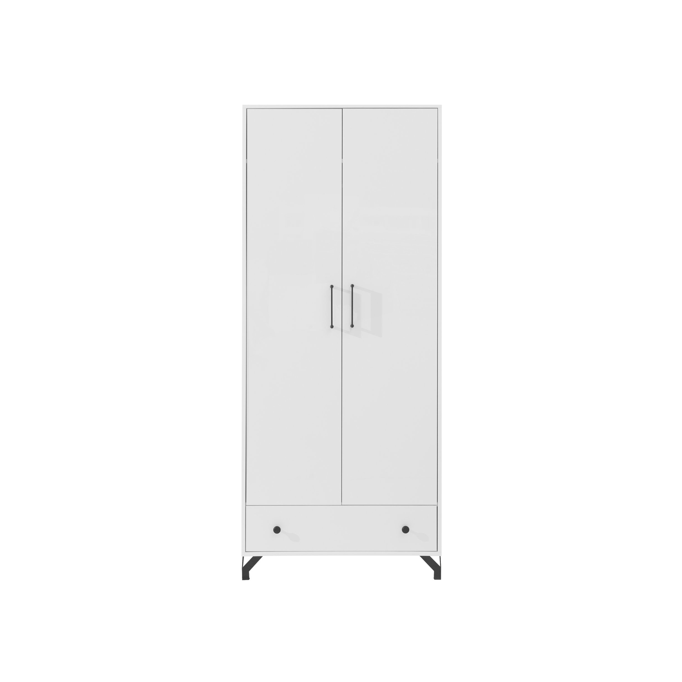 szafa 80 dwudrzwiowa na nóżkach Bergen 01 z szufladą biała w połysku