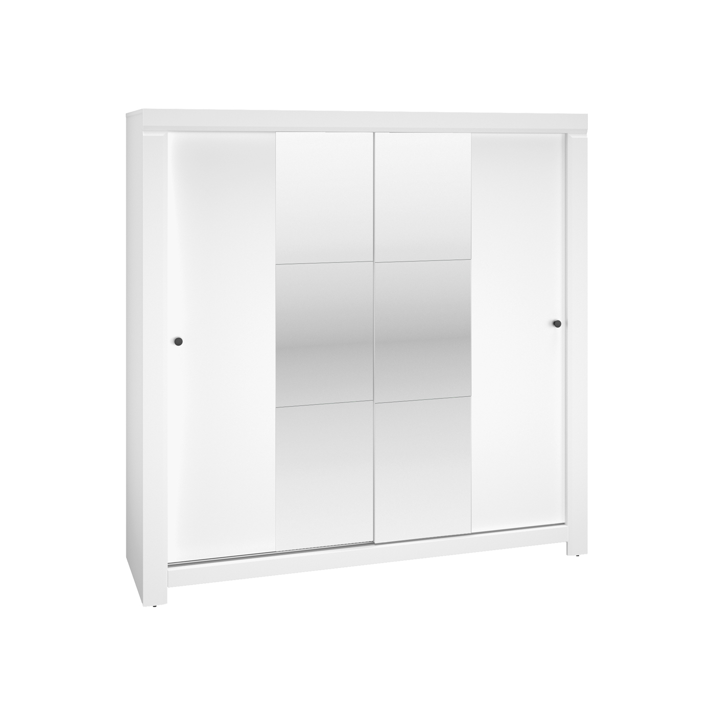 szafa 200 z lustrem Lahti 01 przesuwna z półkami drążkiem biała