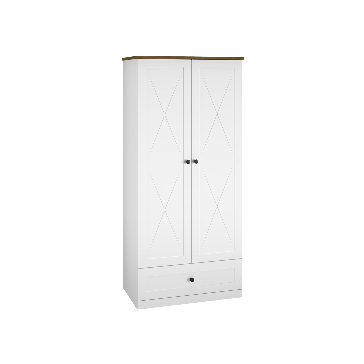 szafa 92 z szufladą Lille 01 dwudrzwiowa ubraniowa skandynawska biała