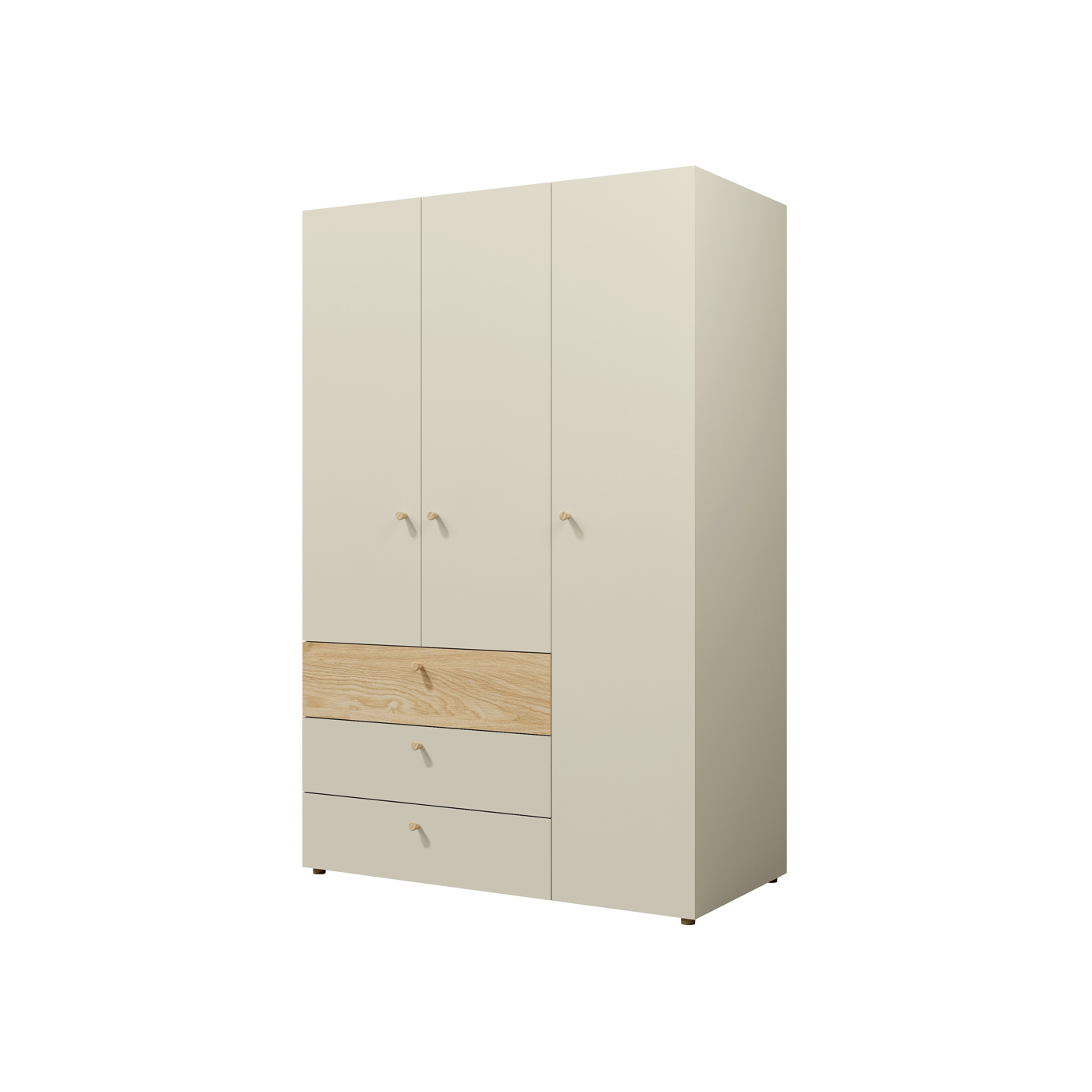 szafa 120 trzydrzwiowa Yuki 01 z szufladami półkami drążkiem