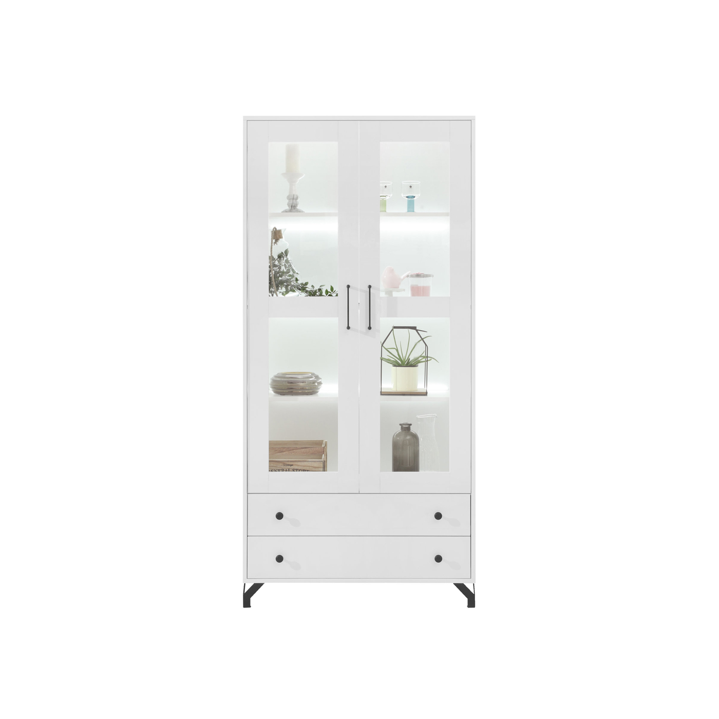 witryna 90 szeroka duża z nogami Bergen 02 gablota dwudrzwiowa biała