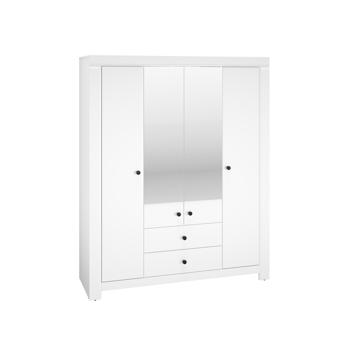 szafa 163 z lustrem szufladami Lahti 02 biała do pokoju sypialni