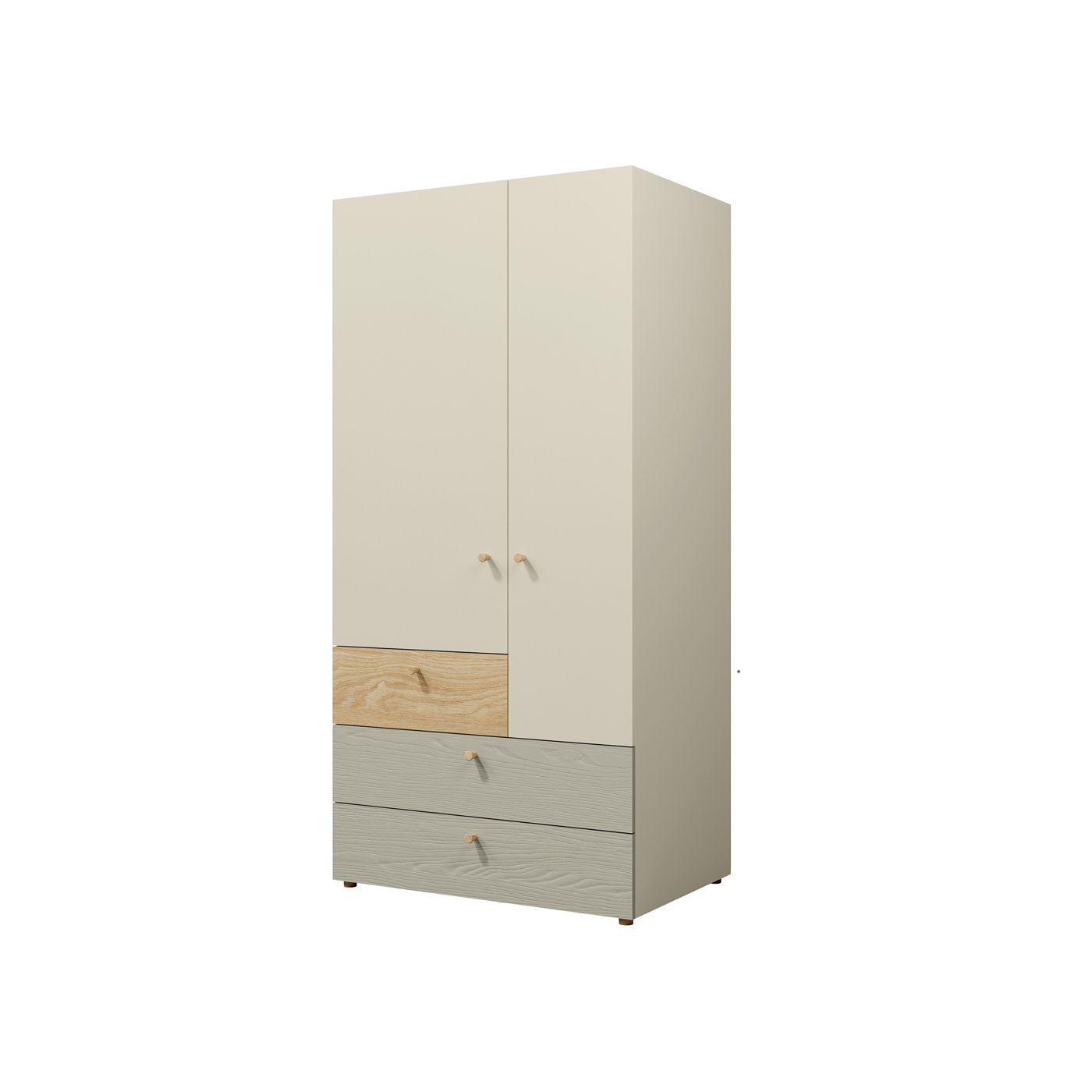 szafa 90 dwudrzwiowa szuflady półki drążek Yuki 02 dla dzieci młodzieży