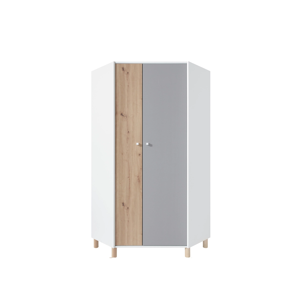 szafa 90 narożna na nóżkach Faro 02 z półkami drążkami rogowa