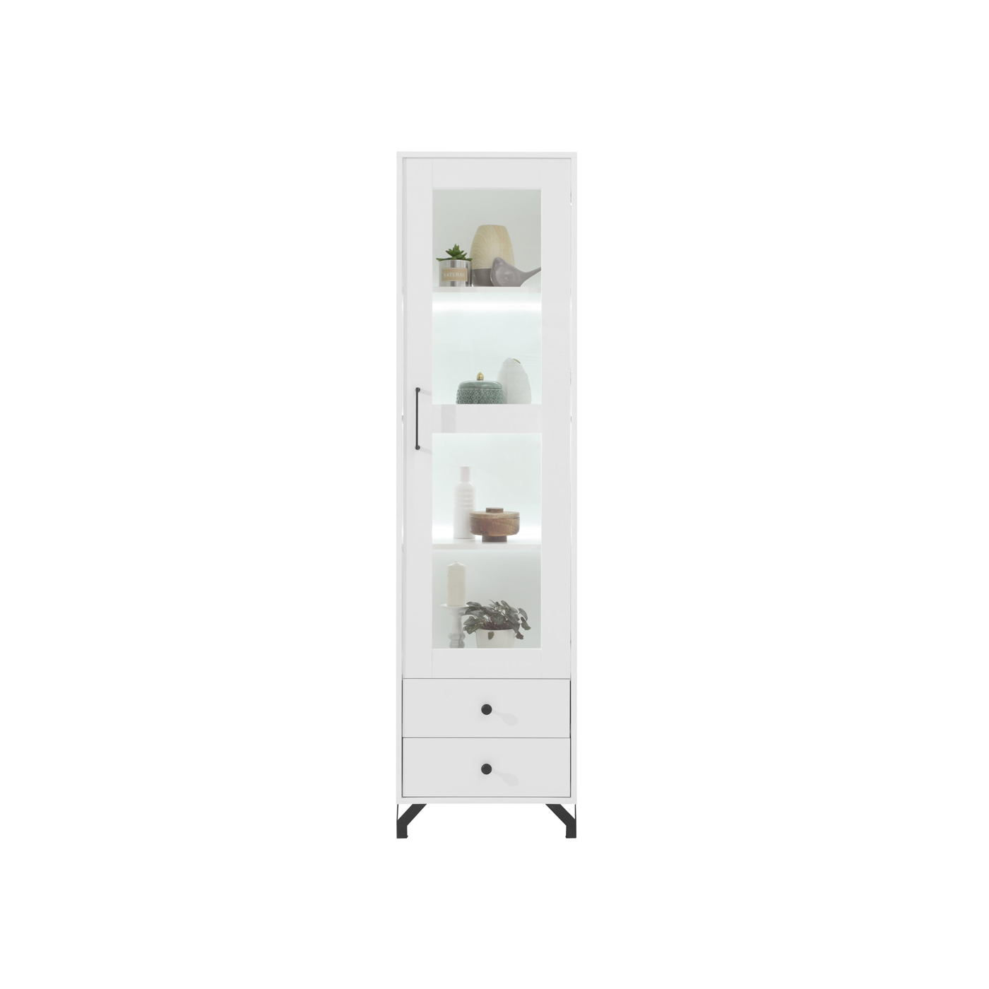 witryna 50 na nóżkach wąska Bergen 03 L/P gablota regał z szybą słupek