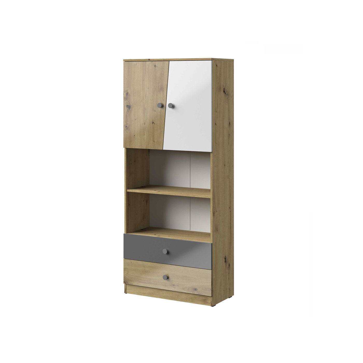 regał 08 szeroki duży Nero 04 z szafką szufladami słupek w połysku