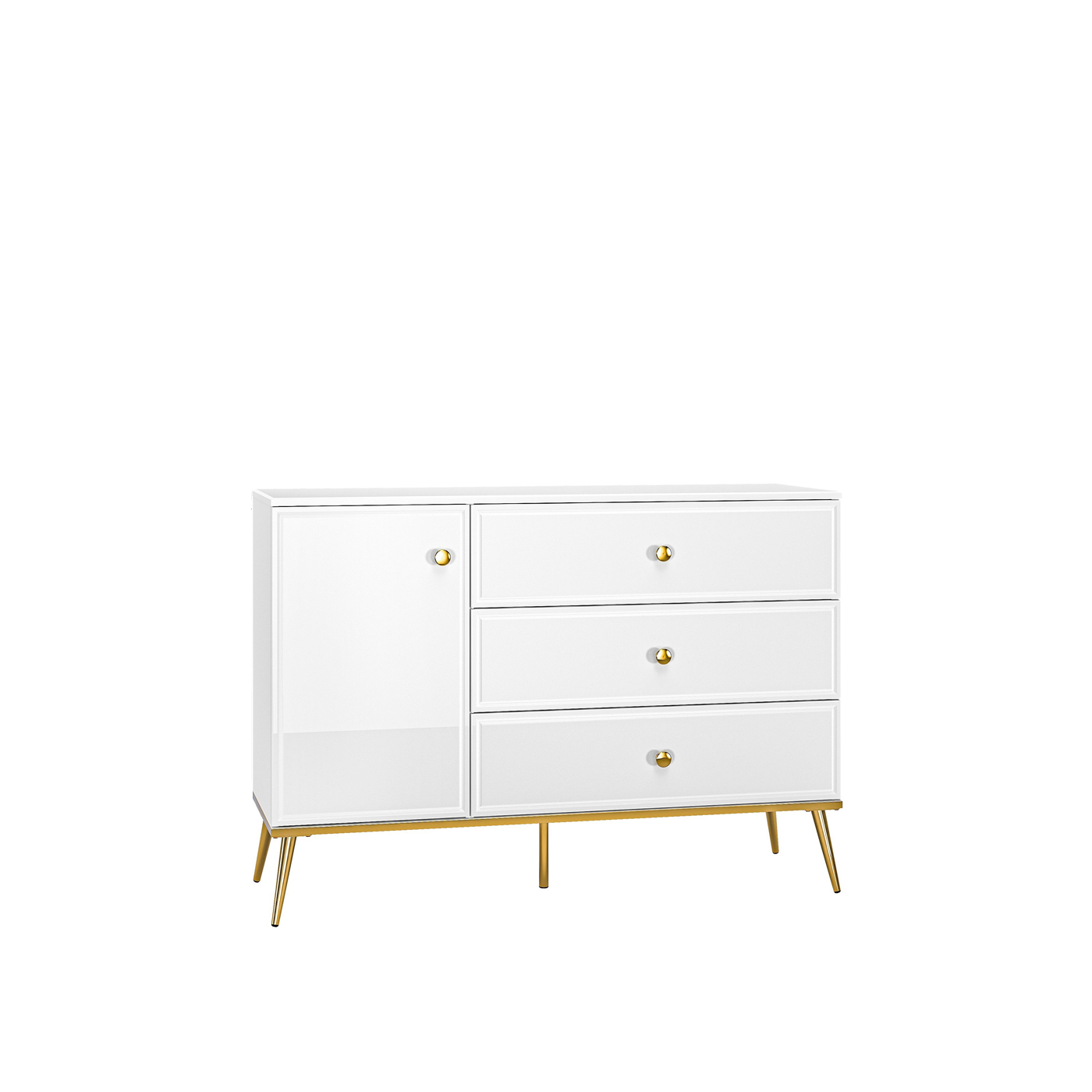 komoda 120 z szufladami Goldin 05 szafka glamour w połysku biała
