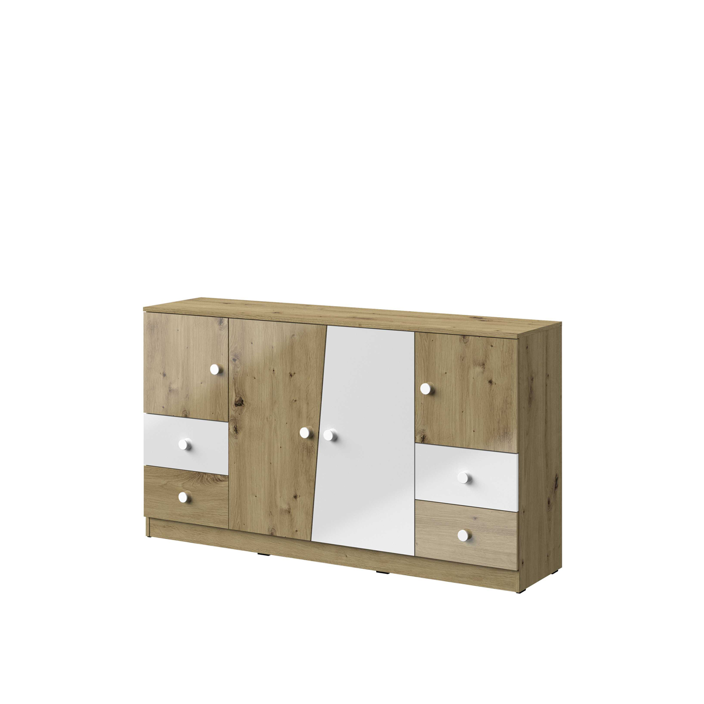 komoda 160 duża Nero 06 szeroka szafka szuflady półki drzwi w połysku