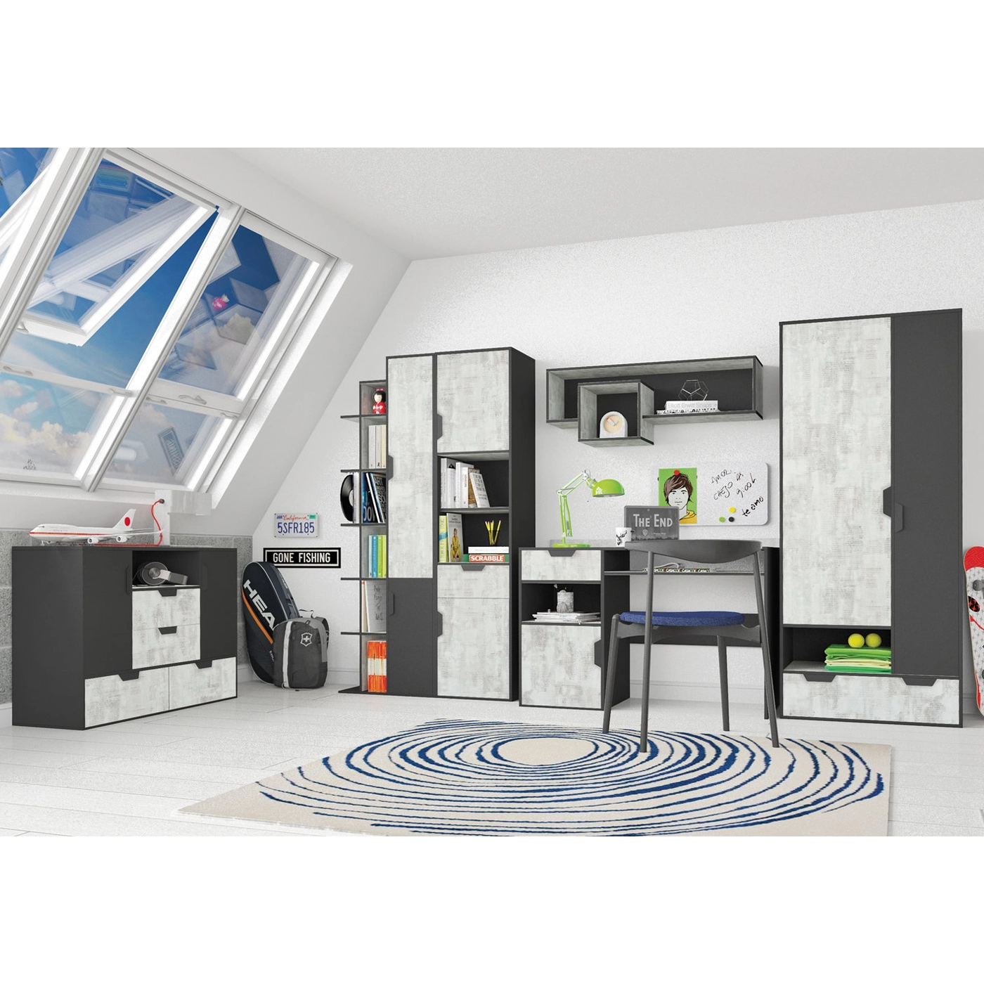 zestaw młodzieżowe dla ucznia Nano 3 meblościanka nowoczesna
