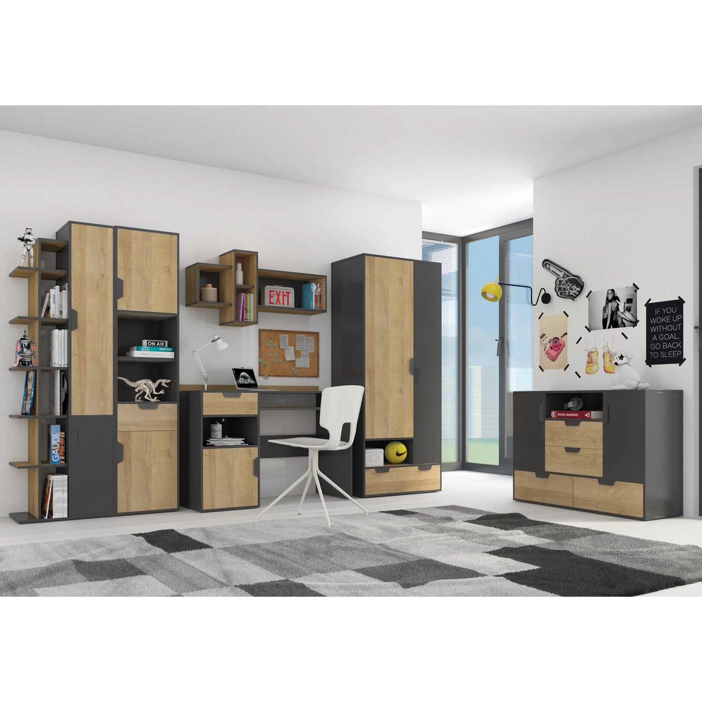 zestaw mebli komplet Nano 5 biurko komoda szafa regał do pokoju