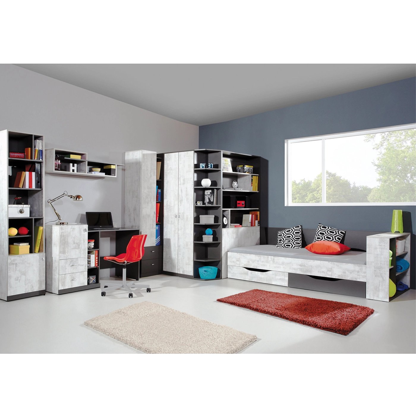 zestaw młodzieżowy dla dzieci Tablo 9 biurko szafa narożna łóżko