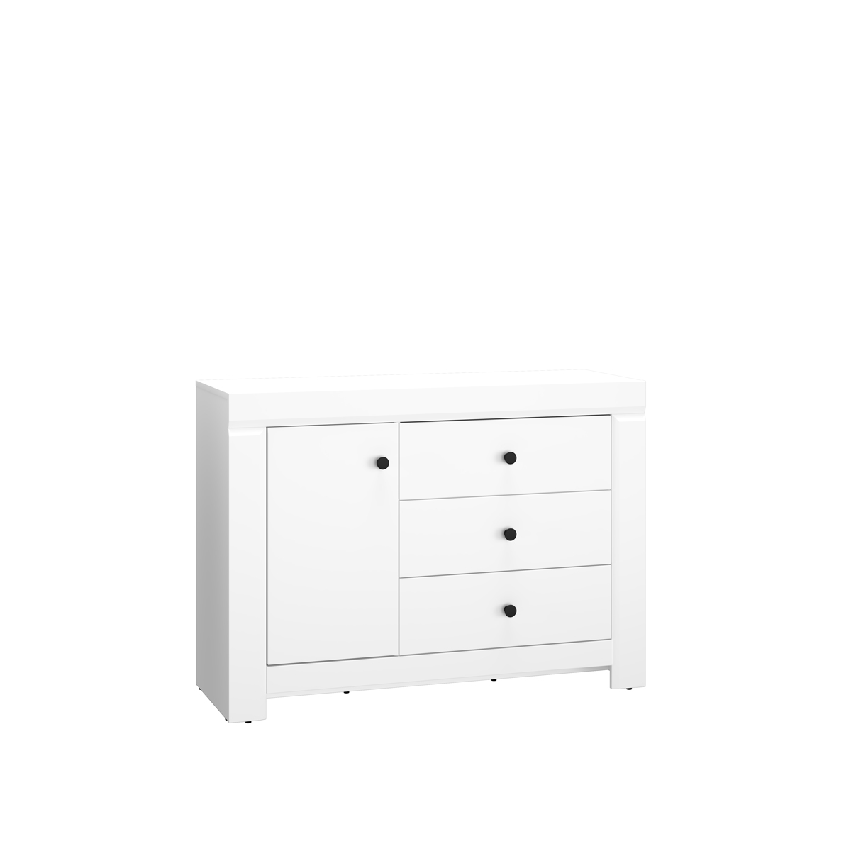 komoda 117 z szufladami półką Lahti 10 szafka elegancka biała do pokoju