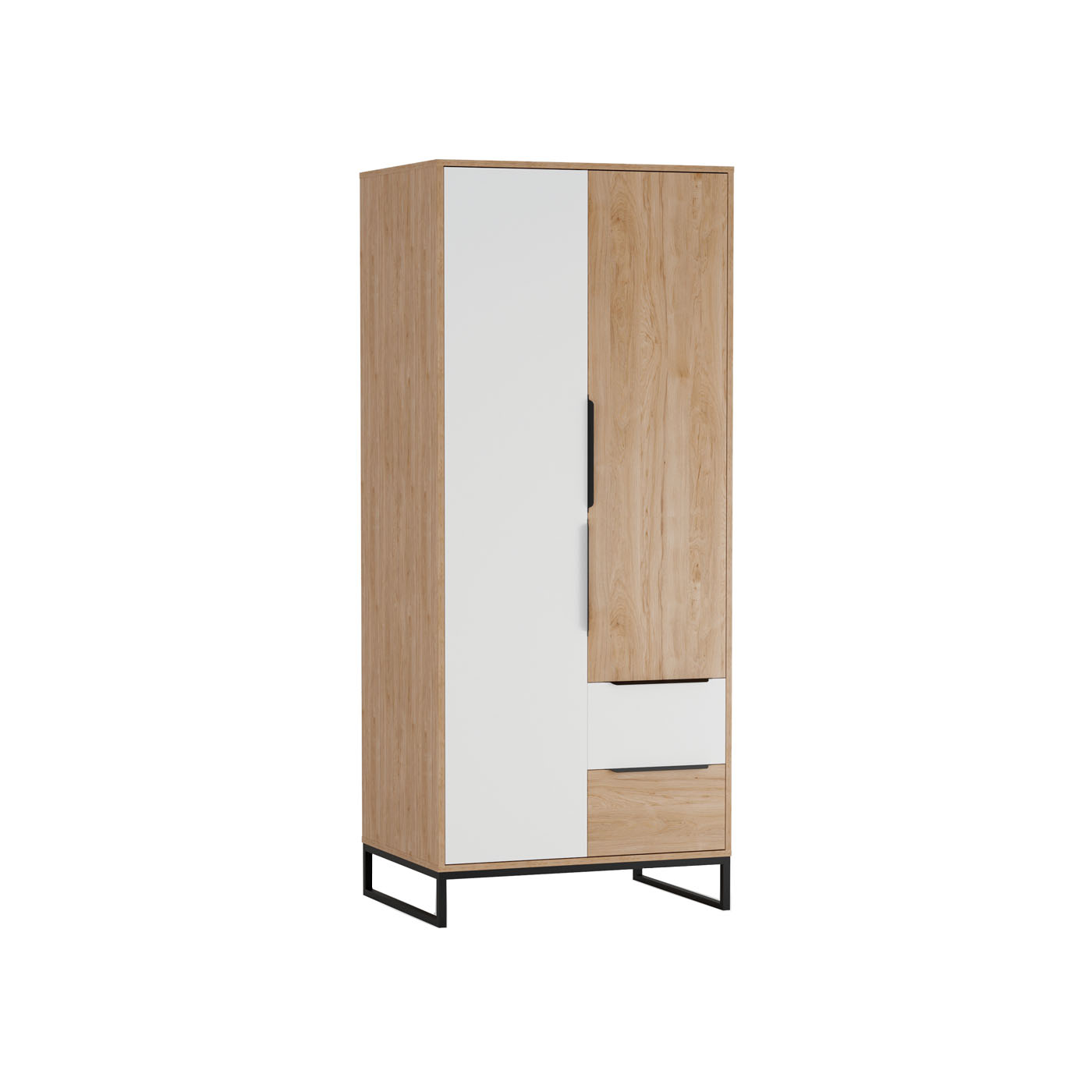 szafa 80 ubraniowa z szufladą półkami nogami Landro 10 dwudrzwiowa