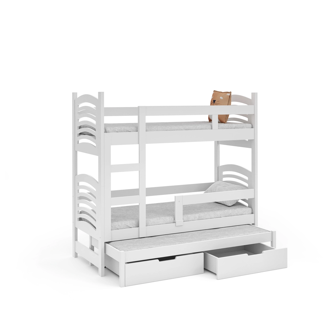 łóżko 75x160 piętrowe trzyosobowe Oli 3os z materacami dla dzieci