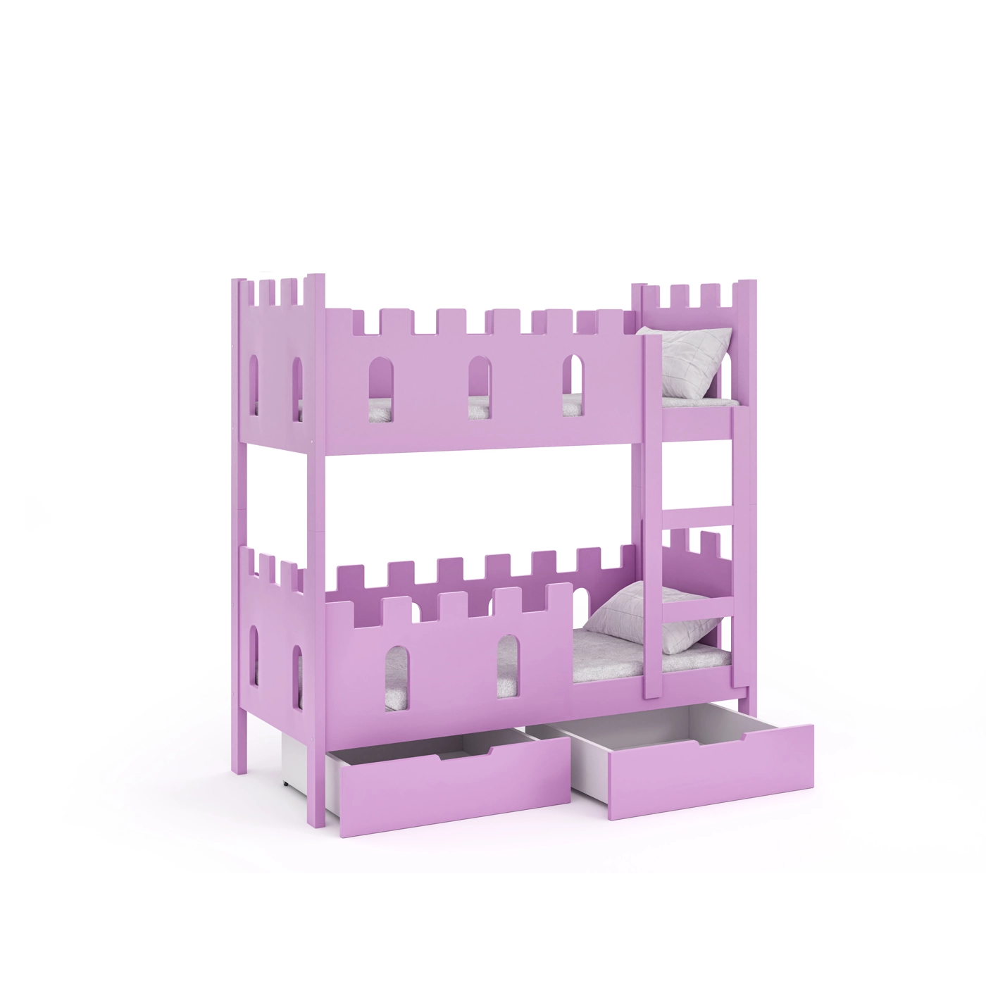 łóżko 75x160 piętrowe nowoczesne Zamek 2os z materacami mix kolory