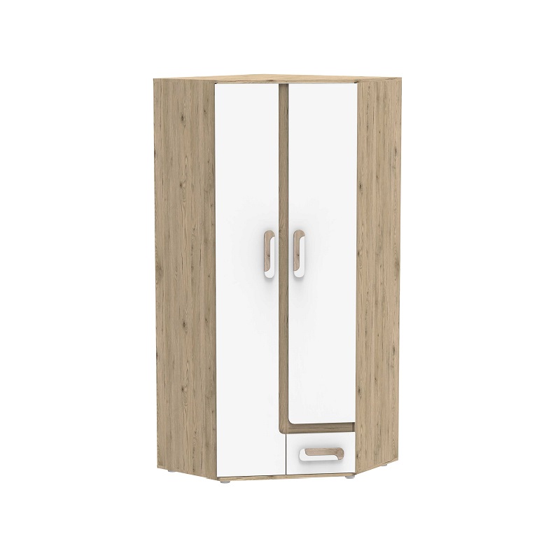 szafa 90 narożna rogowa Apetito 02 z półkami dla dzieci biały dąb