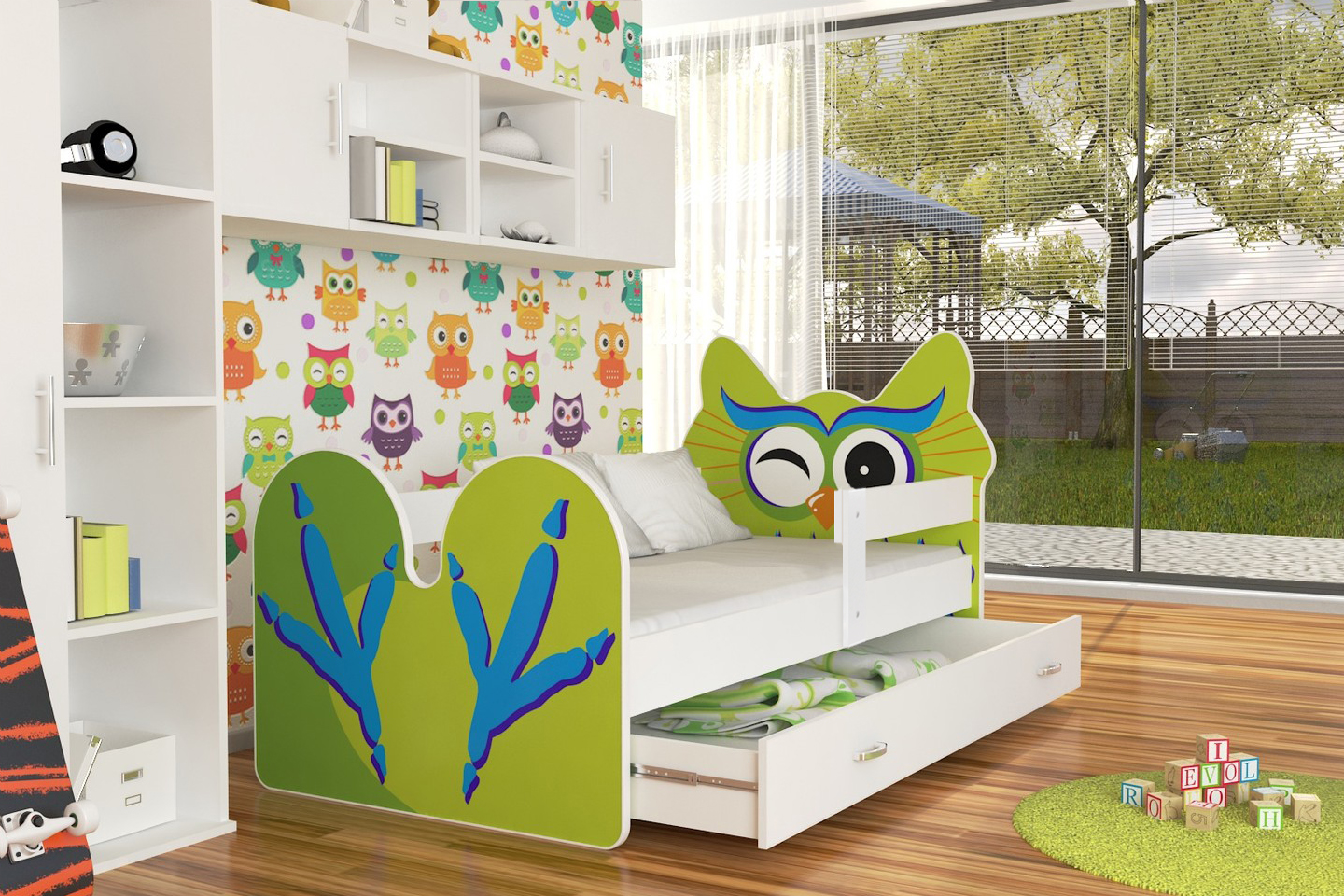Łóżko pojedyncze z szufladą Sowa