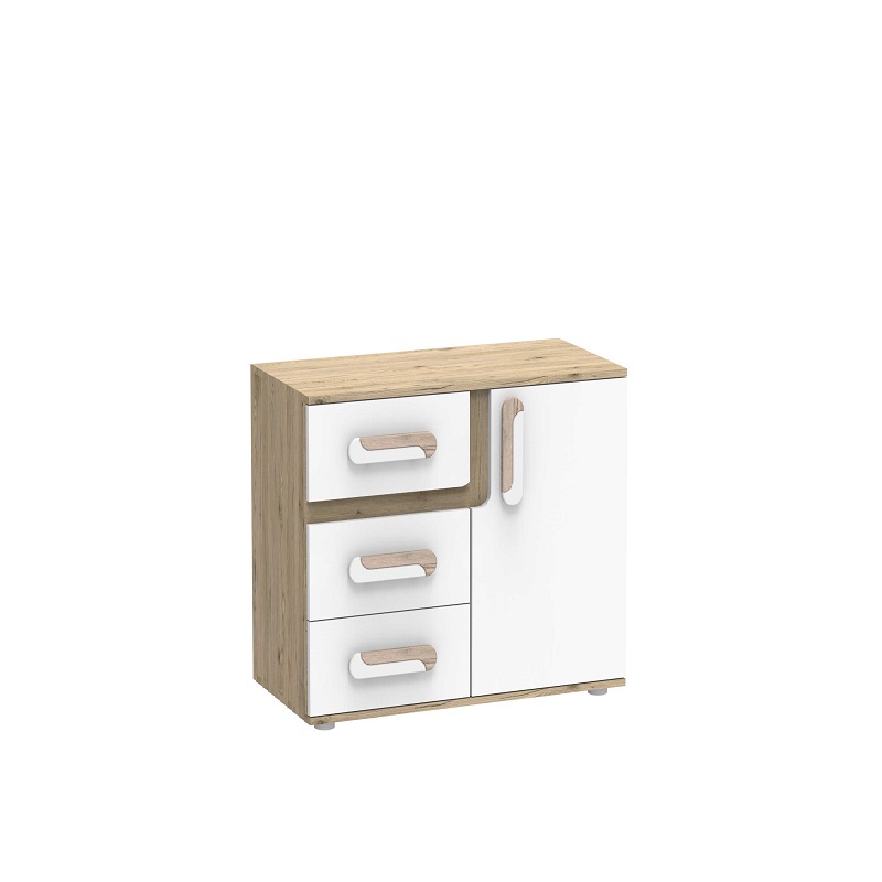 komoda 85 mała Apetito 08 z szufladami szafka biały dąb do pokoju