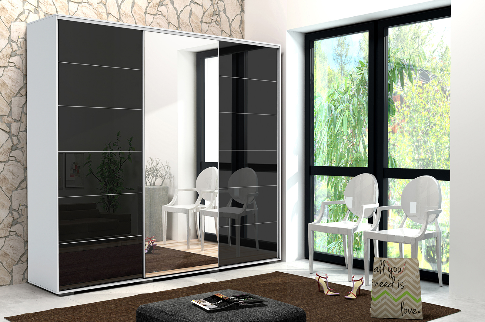 szafa 250 x 245 przesuwna z lustrem A32 duża szeroka 250x245