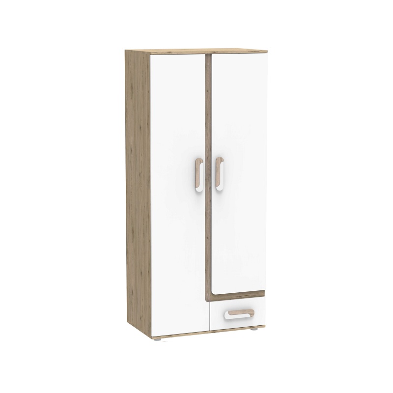 szafa 85 z szufladą Apetito 01 mała do dzieci młodzieży biała dąb