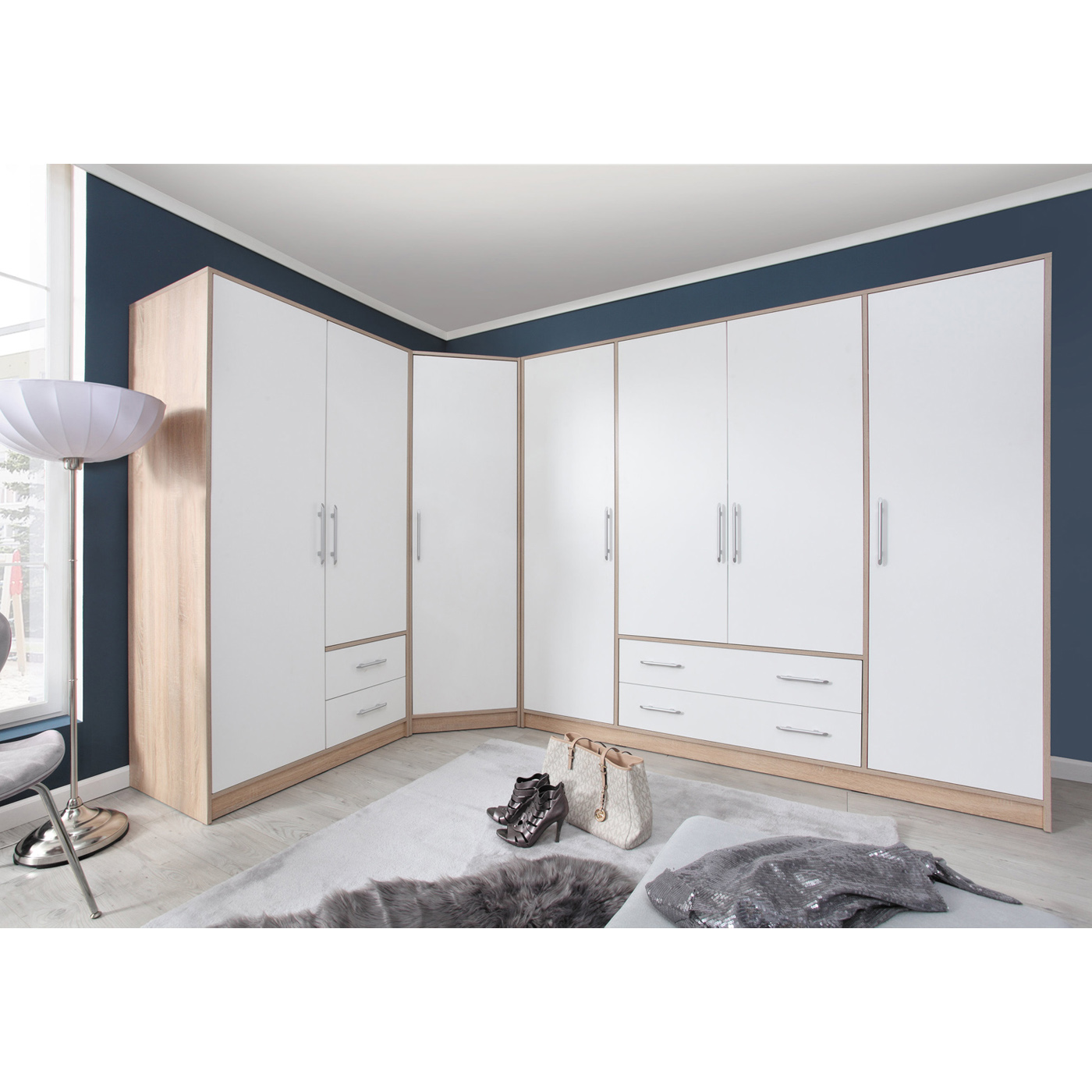zestaw szaf komplet Smart 1 duża rogowa szafa garderoba narożna
