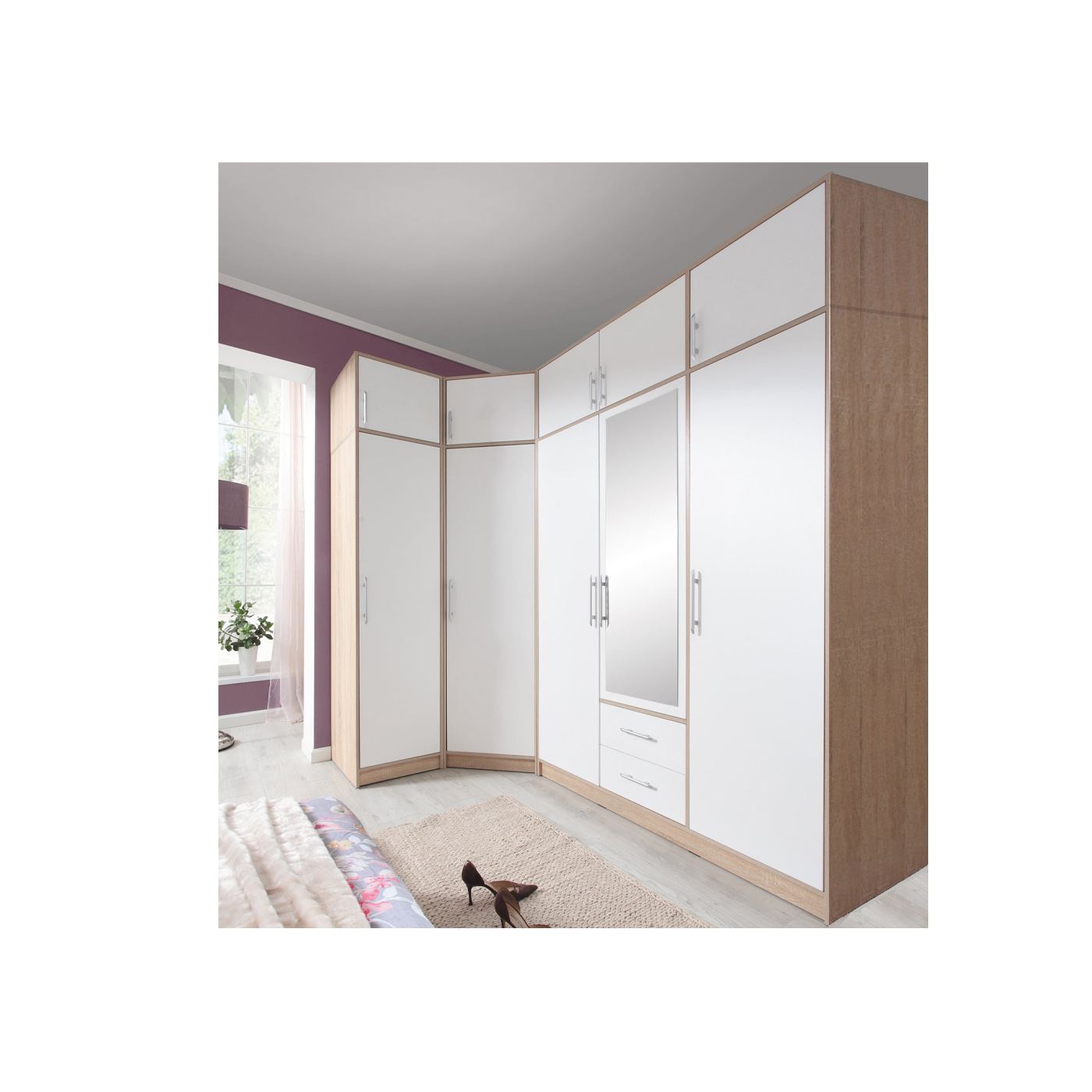 zestaw szaf Smart 2 narożna wysoka duża garderoba z nadstawką
