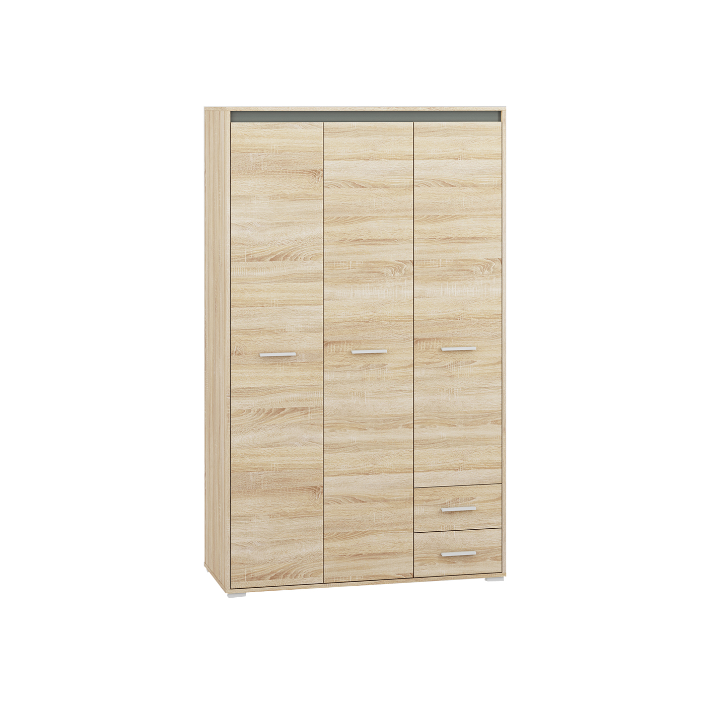 szafa 120 z półkami szufladami drążkiem Avo 01 garderoba trzydrzwiowa sonoma biały antracyt do pokoju sypialni korytarza