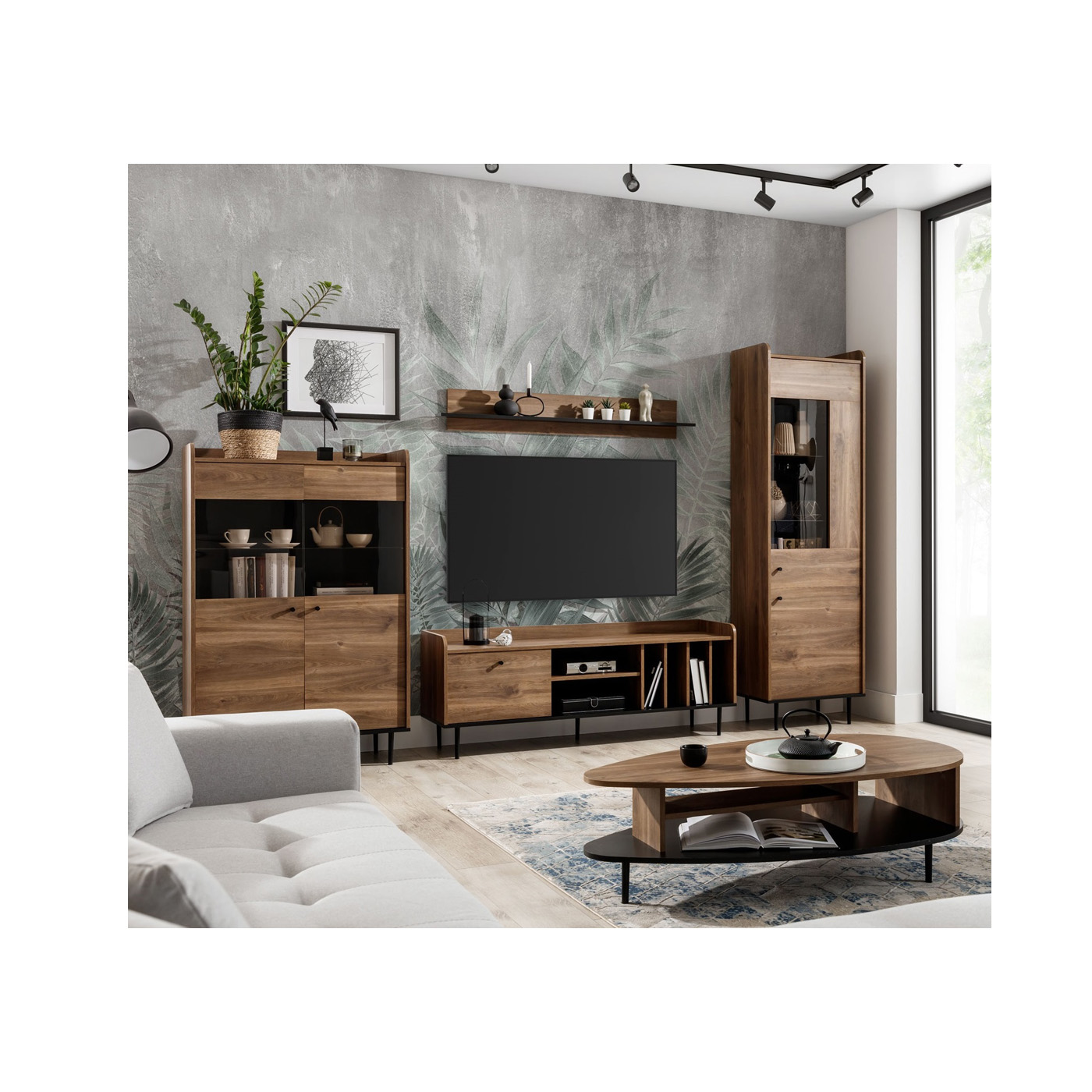 zestaw mebli nowoczesnych Vasina B meblościanka rtv witryna ława