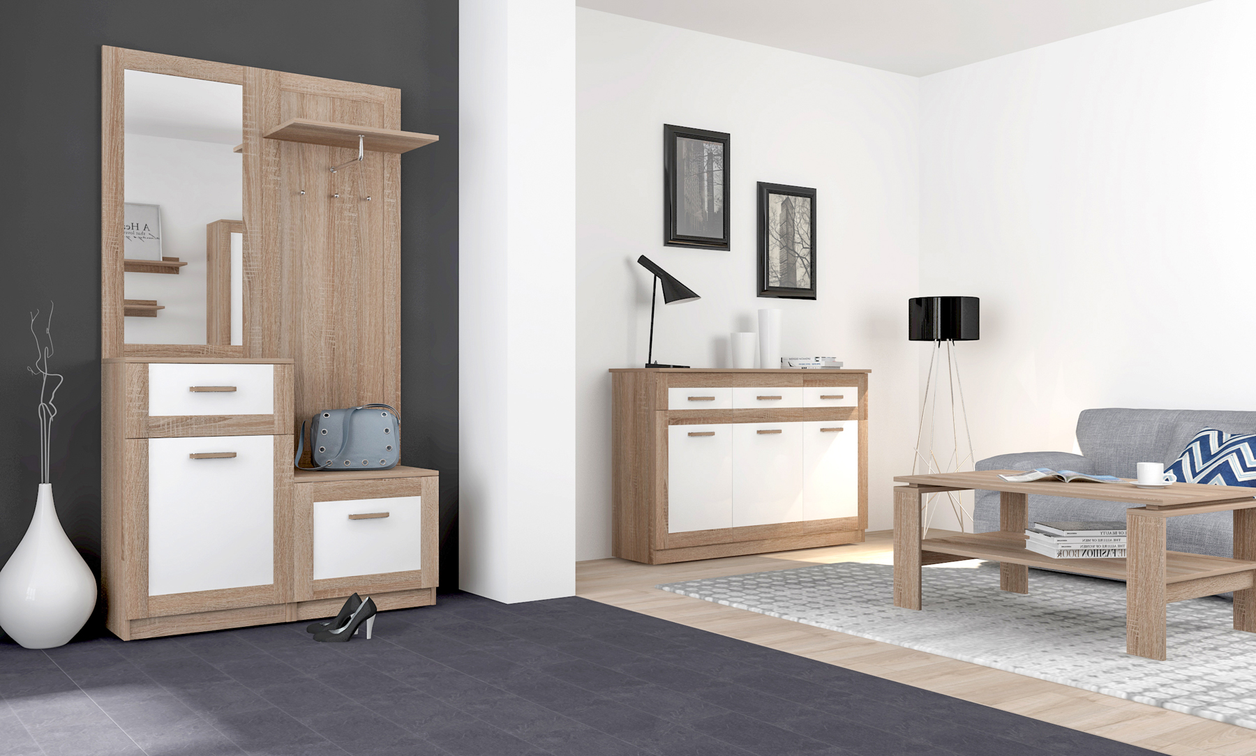 Zestaw Baltic 04 z ławą i komodą