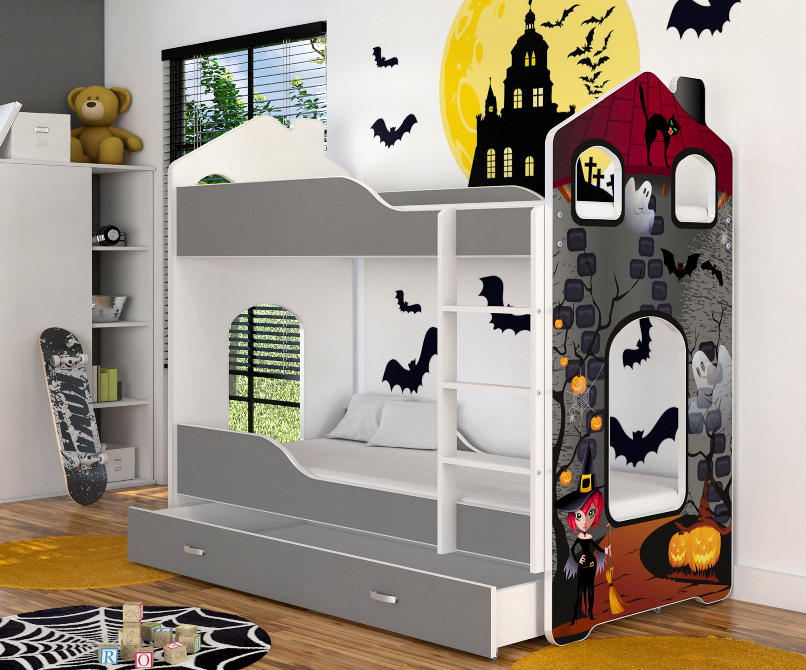 Łóżko piętrowe Dominik Domek N 80x180