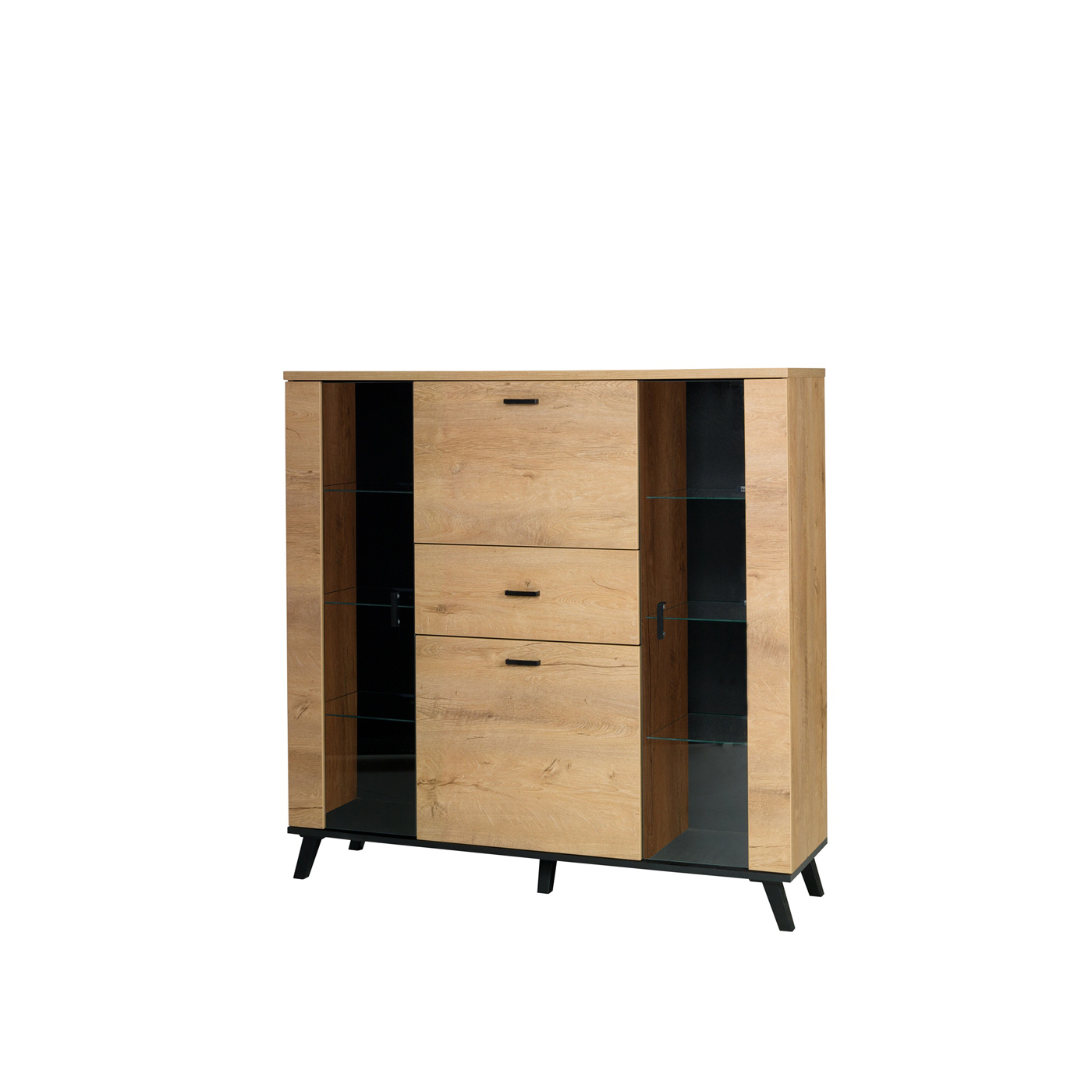 komoda 131 duża wysoka John 03 z barkie przeszklona szafka na nogach