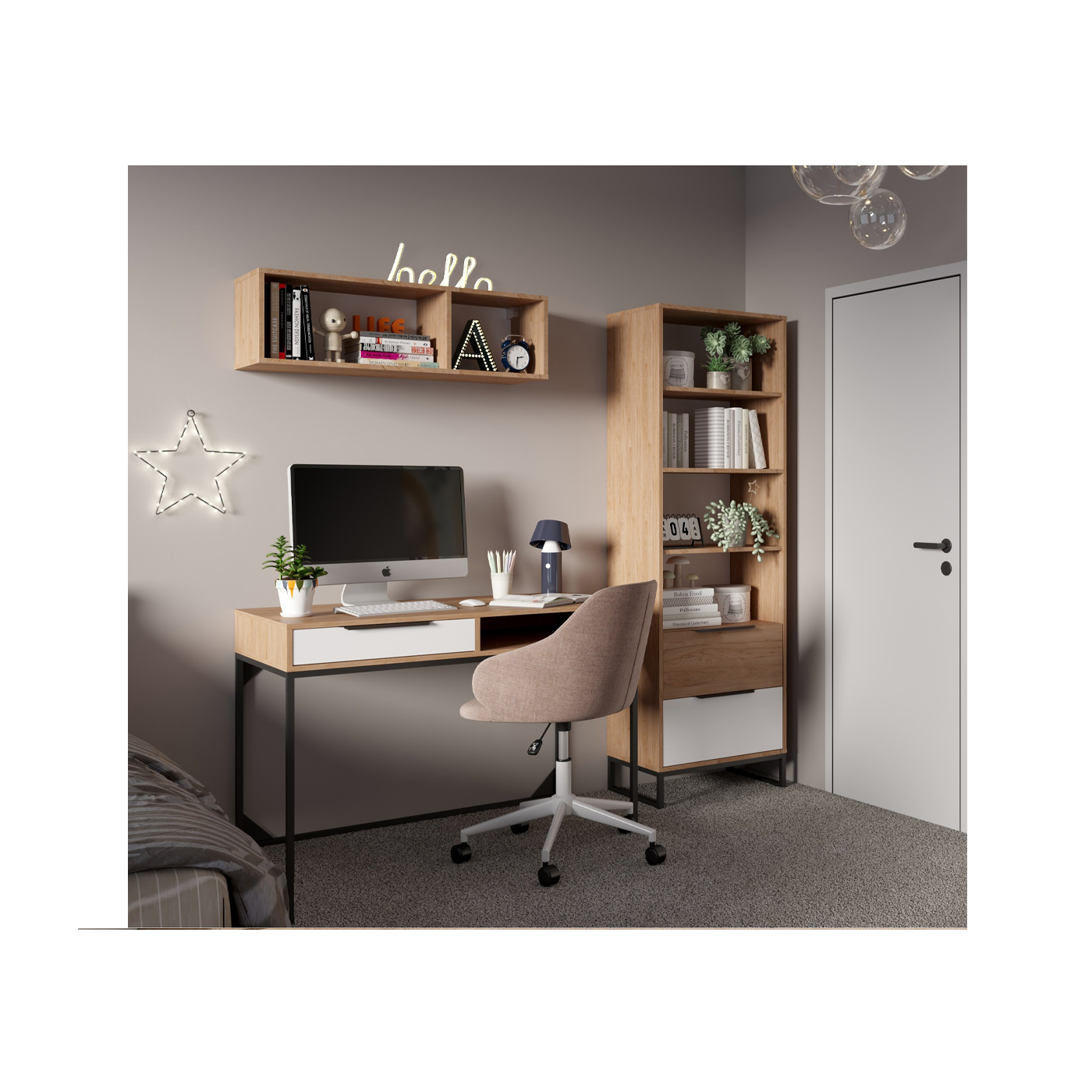 zestaw mebli młodzieżowych dziecięcych Landro 8 biurko komoda regał