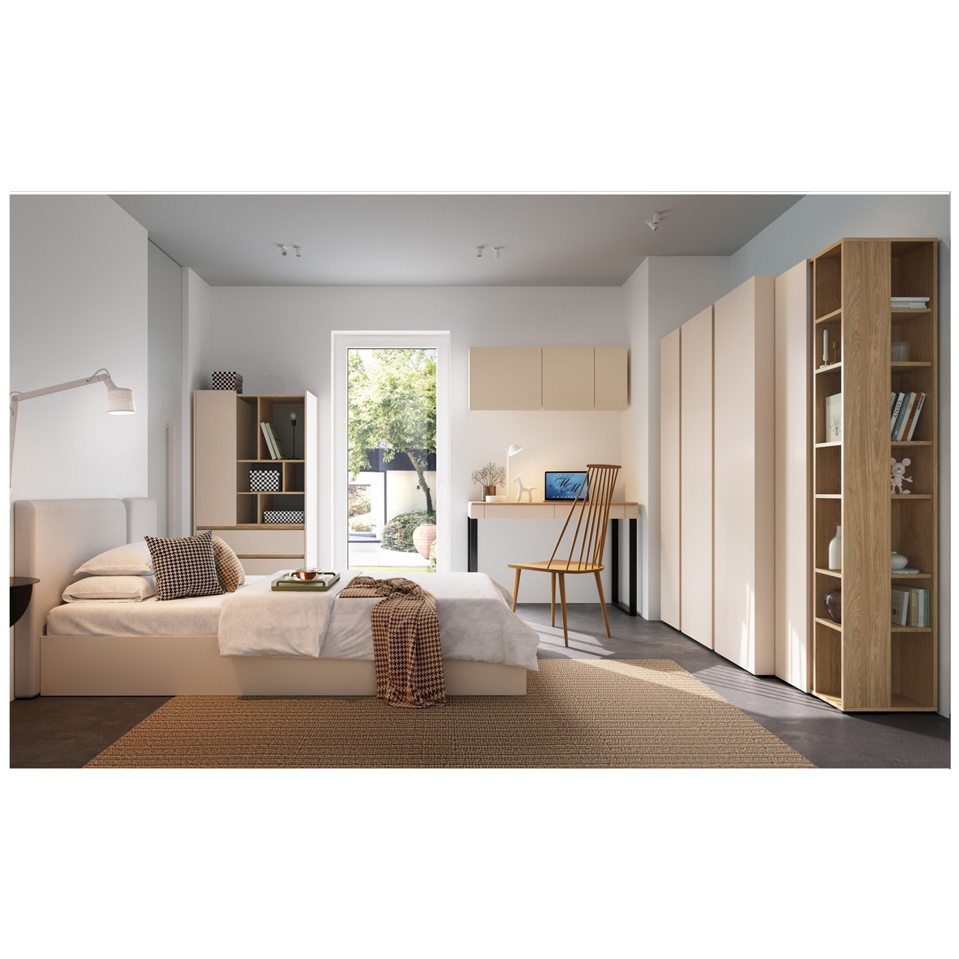 zestaw duży dzieci młodzieży Luca 2 biurko łóżko regał szafa komplet