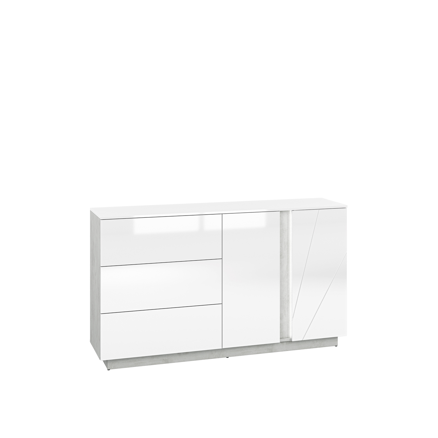 Komoda 165 z szufladami drzwiami Lumens 06 w połysku szafka biała