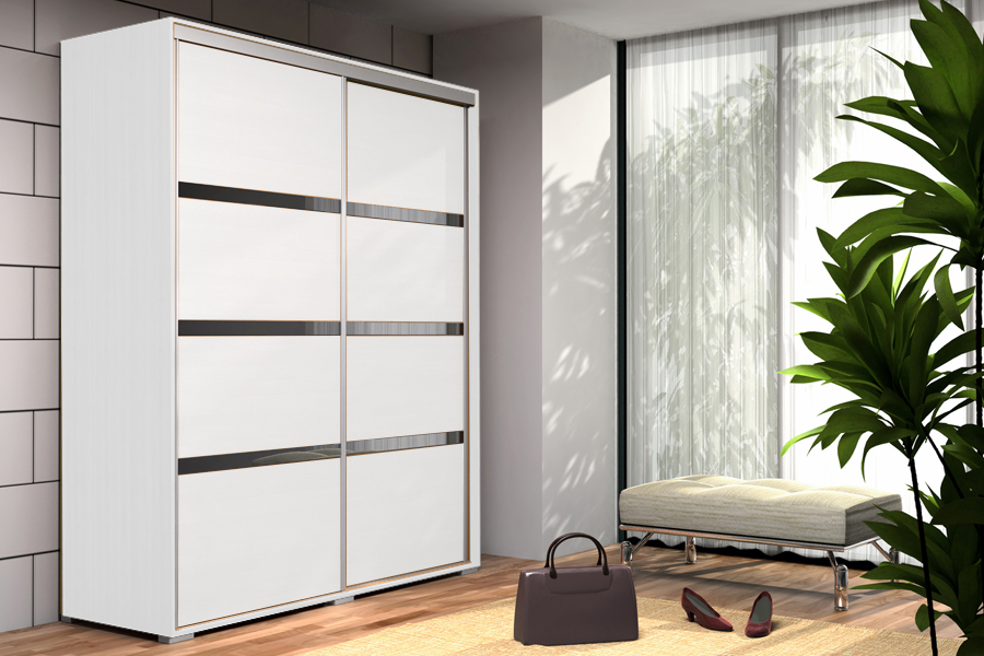 Szafa Oliwier 175 I H-215 biały + czarny lacobel Wyprzedaż!