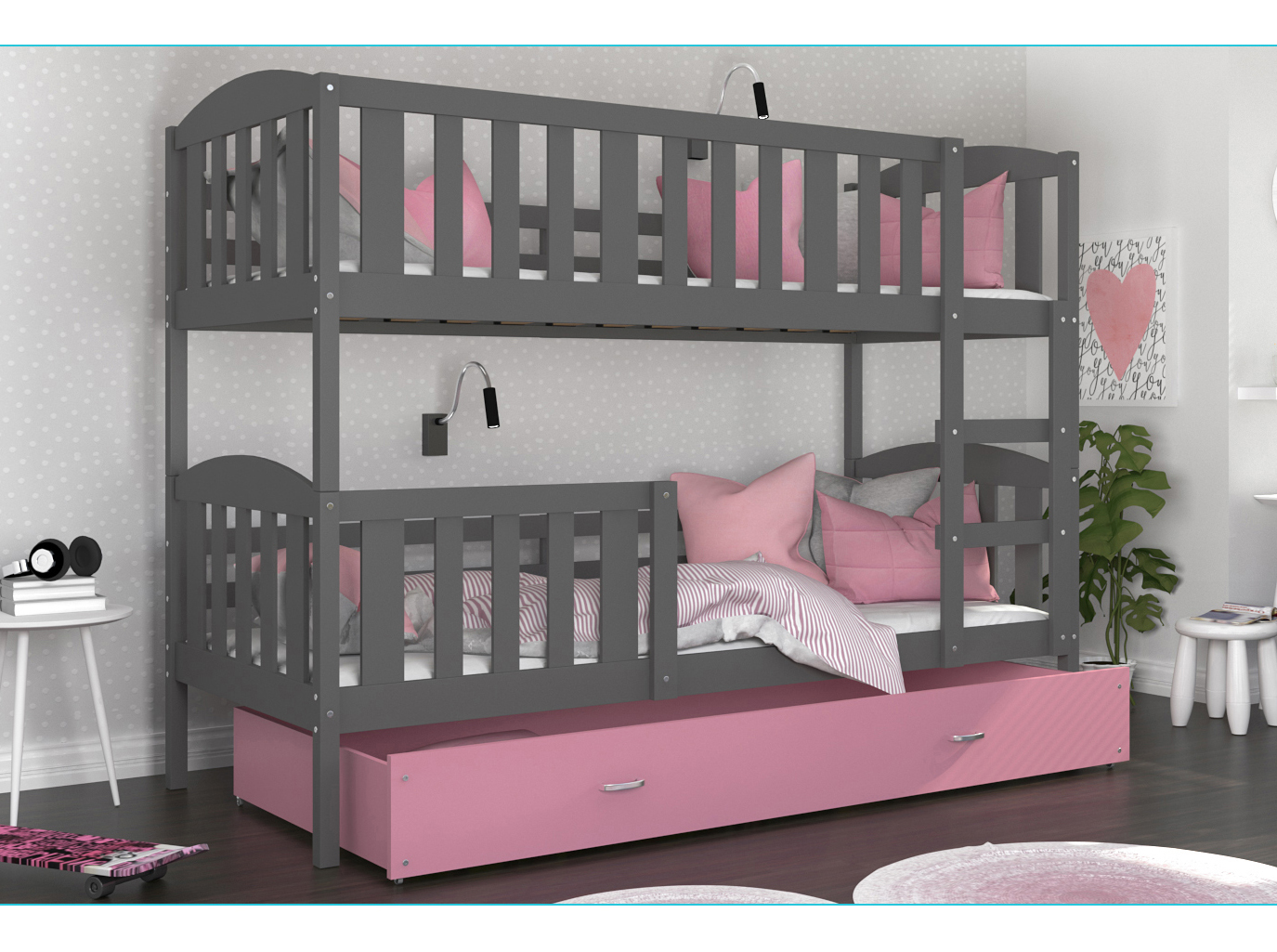 Łóżko piętrowe Kubuś 80x160 MDF