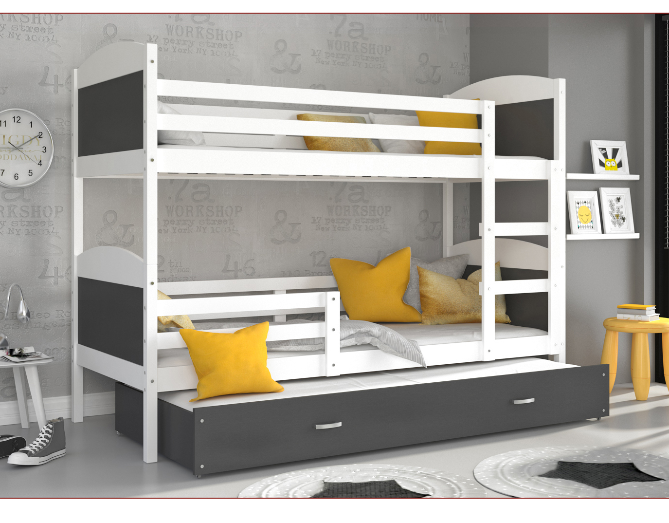 Łóżko piętrowe 3-osobowe Mateusz 03 80x190