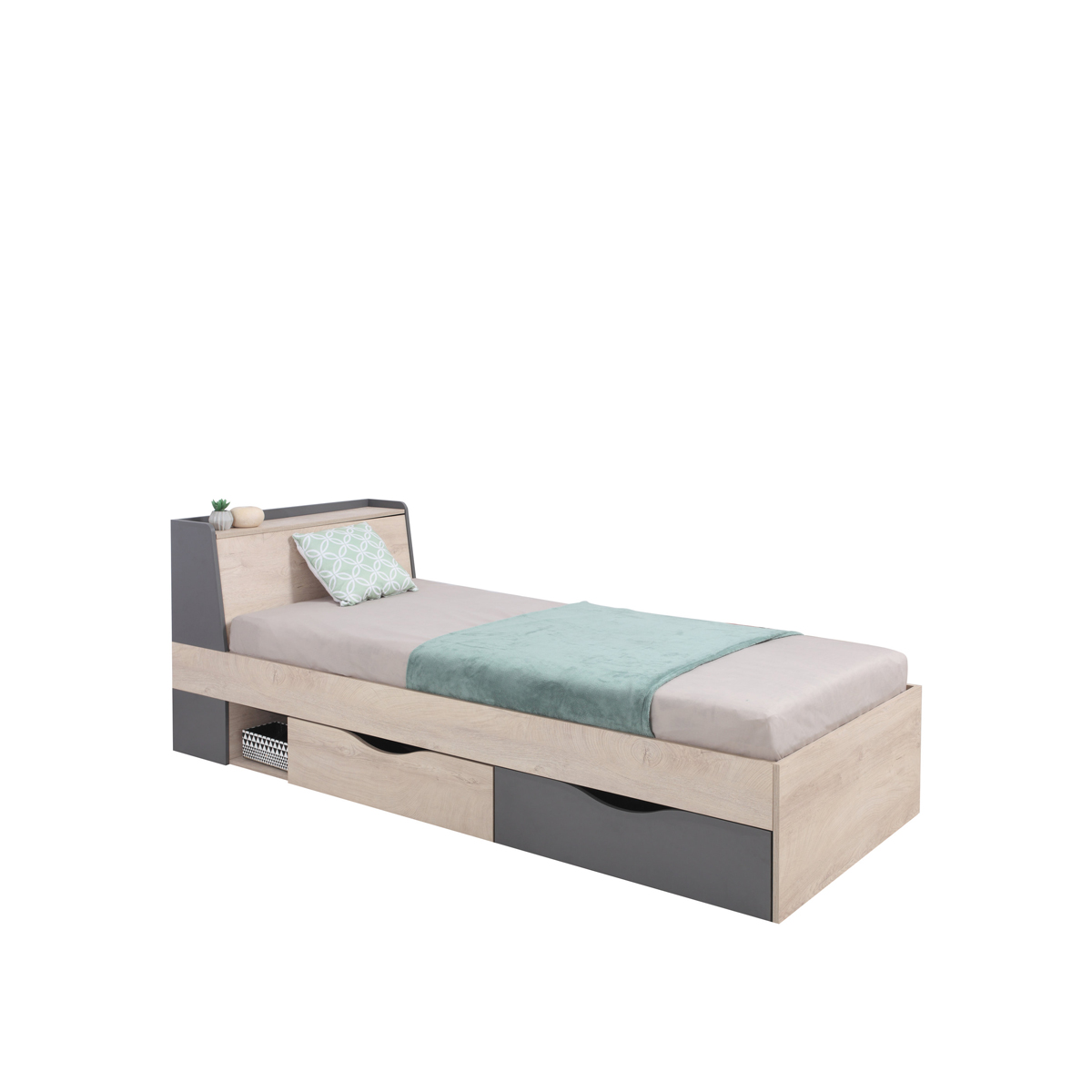 łóżko 90x200 z szufladami szafką Delta 14 nowoczesne jednoosobowe