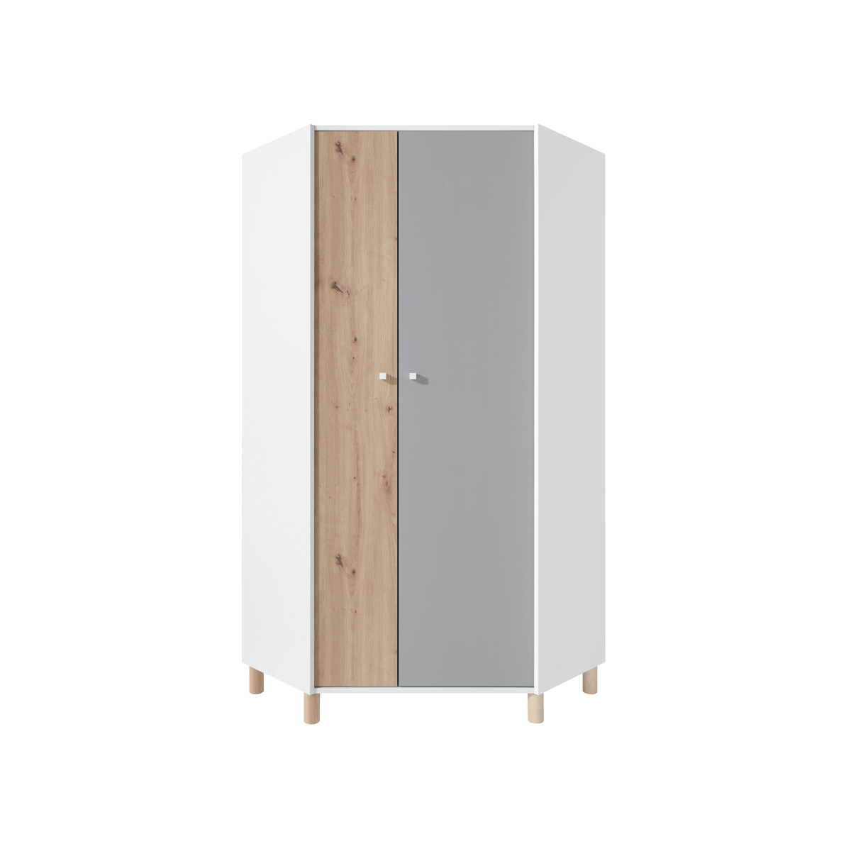 szafa 90 narożna na nóżkach Faro 02 z półkami drążkami rogowa